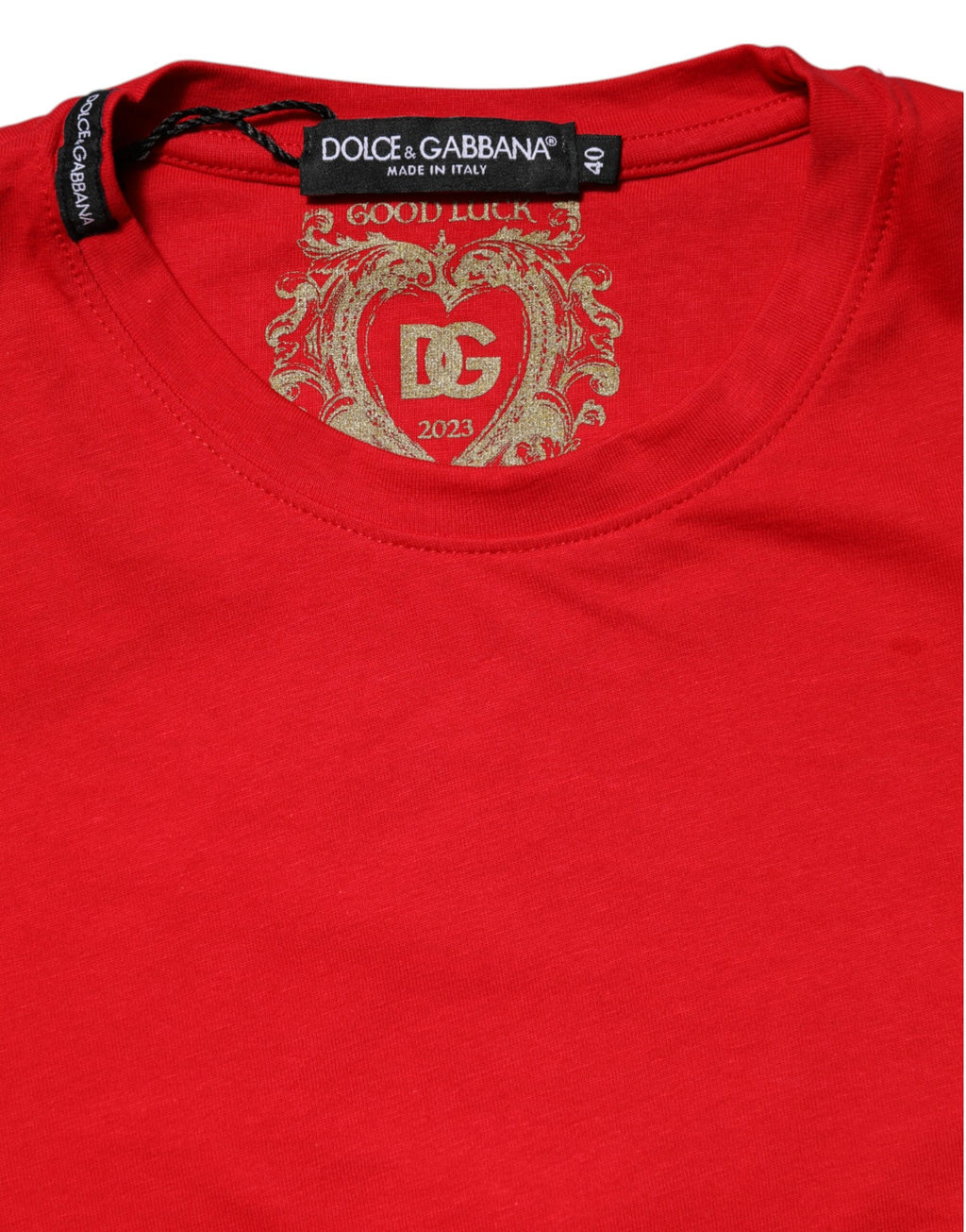 Dolce & Gabbana Rotes einfarbiges T-Shirt mit kurzen Ärmeln und Rundhalsausschnitt