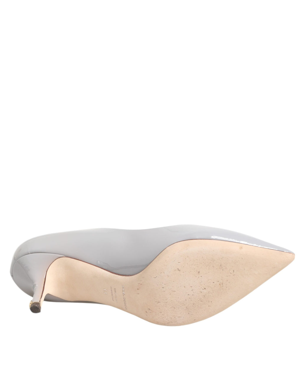 Dolce & Gabbana Hellgraue Leder Kitten Heels Pumps Schuhe