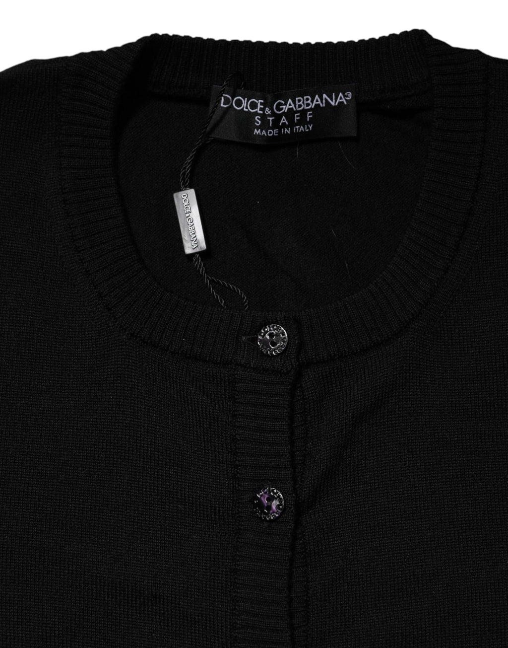Dolce & Gabbana Schwarzer Strickpullover mit Rundhalsausschnitt aus Wolle