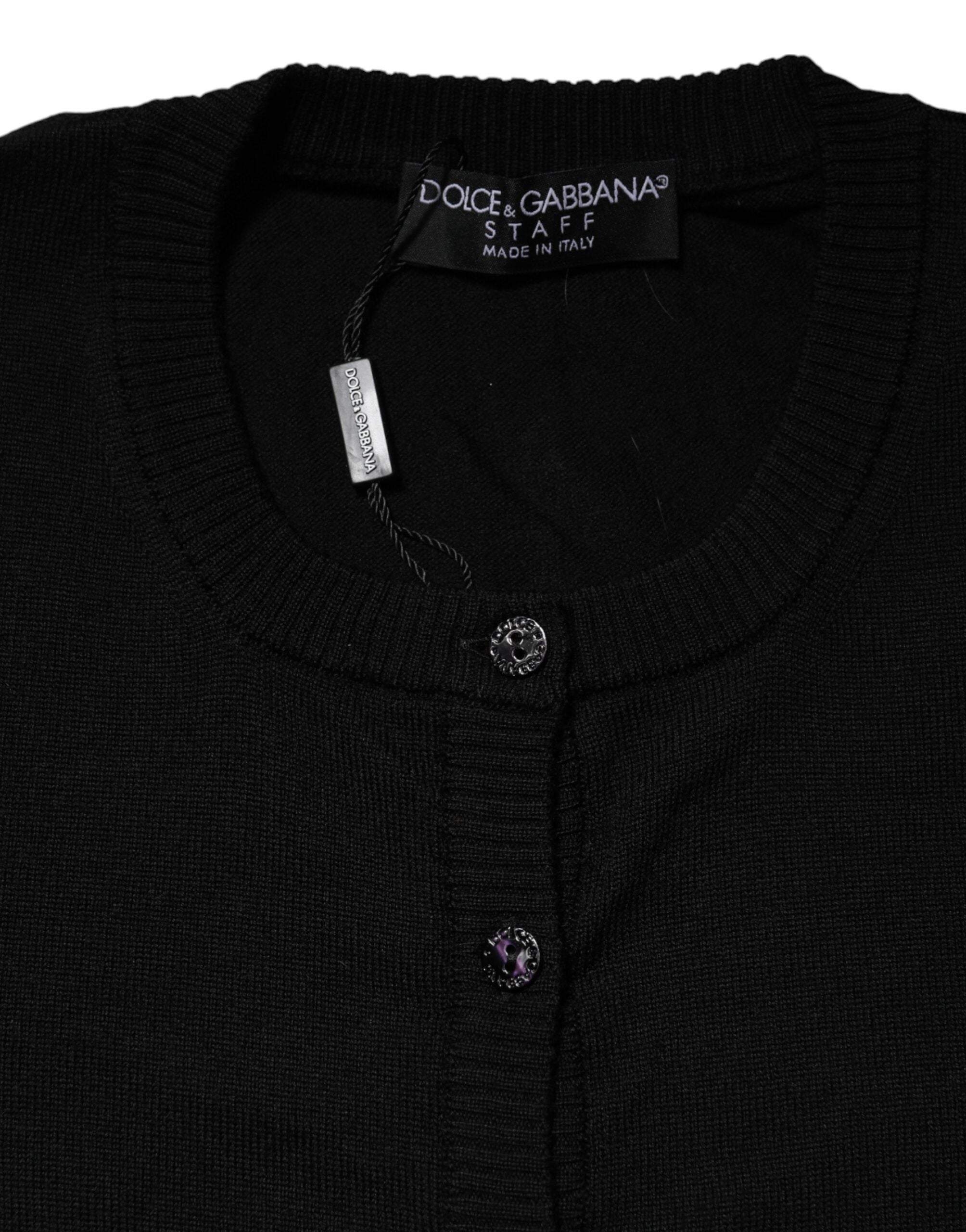 Dolce & Gabbana Schwarzer Strickpullover mit Rundhalsausschnitt aus Wolle