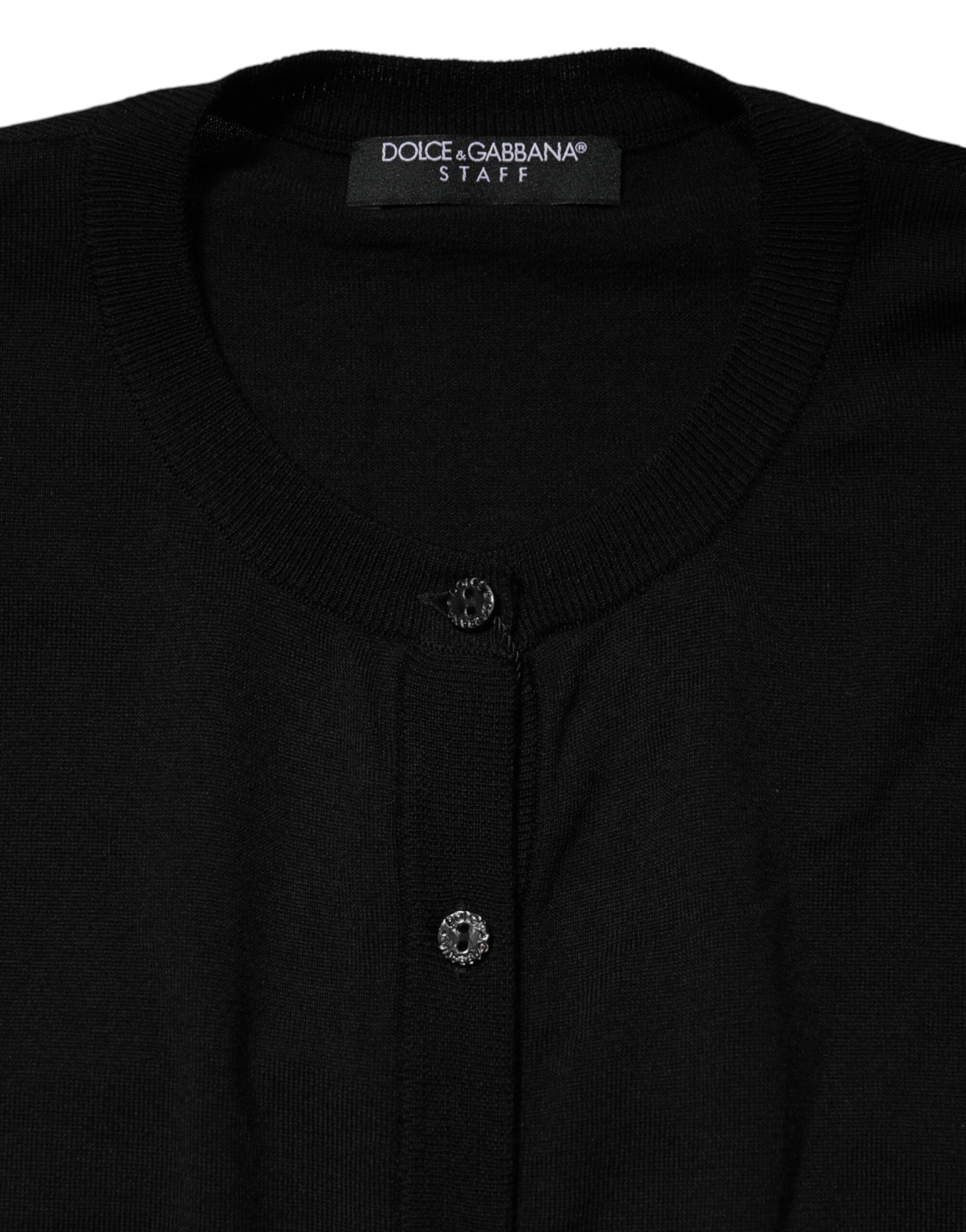 Dolce & Gabbana Schwarzer Strickpullover mit Rundhalsausschnitt aus Wolle