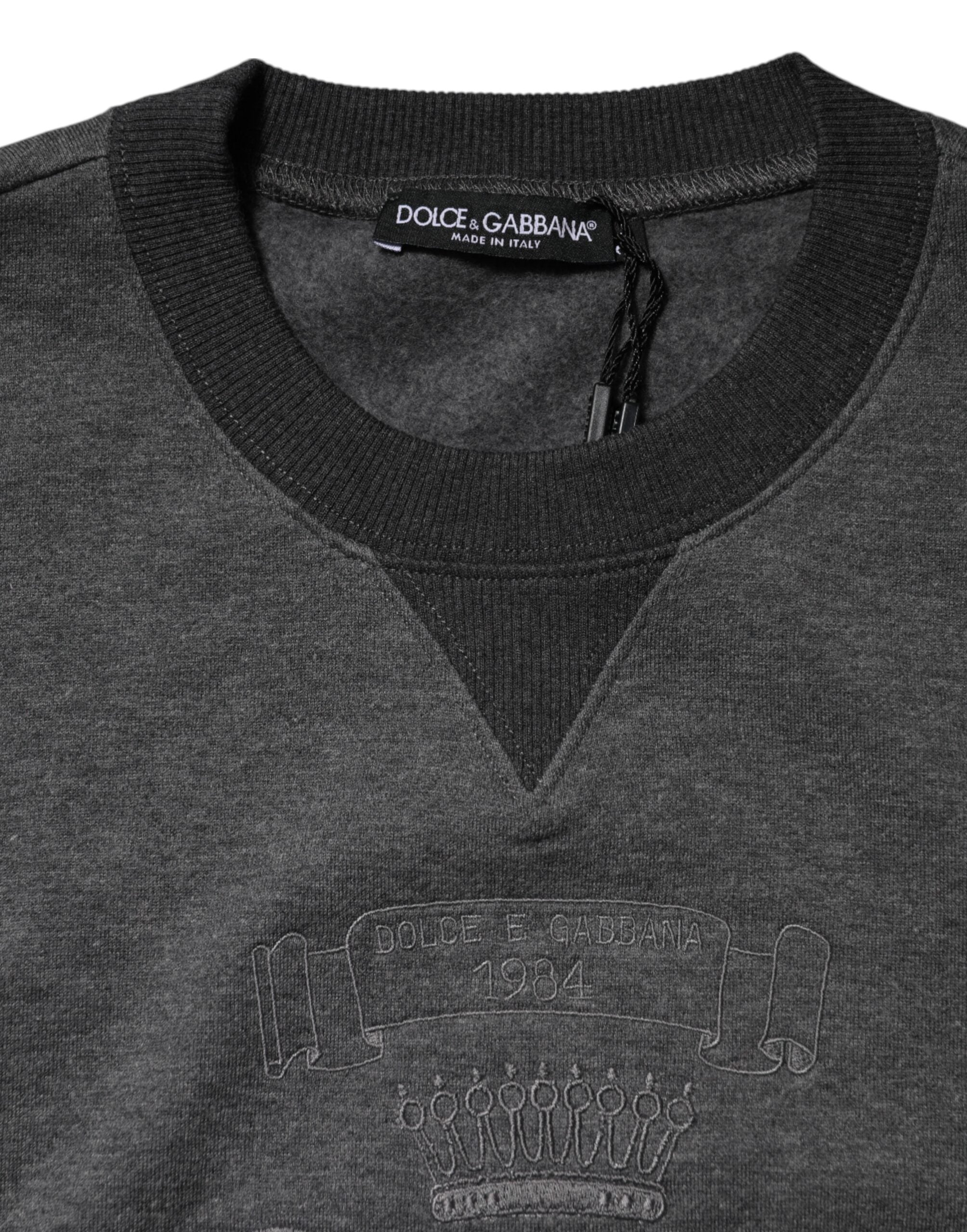 Dolce & Gabbana Grauer DG Logo-Pullover mit Stickerei