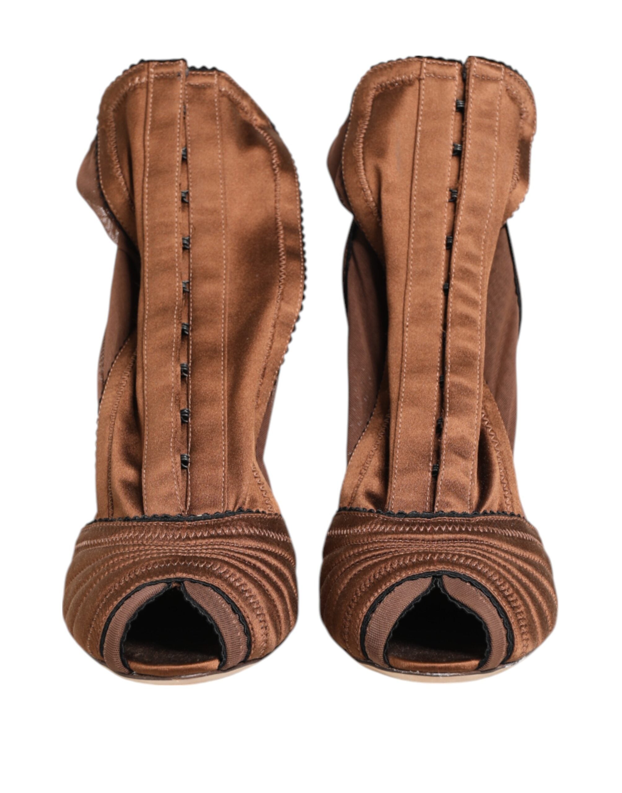 Dolce & Gabbana Braune Bette Hochhackige Stiefeletten Schuhe