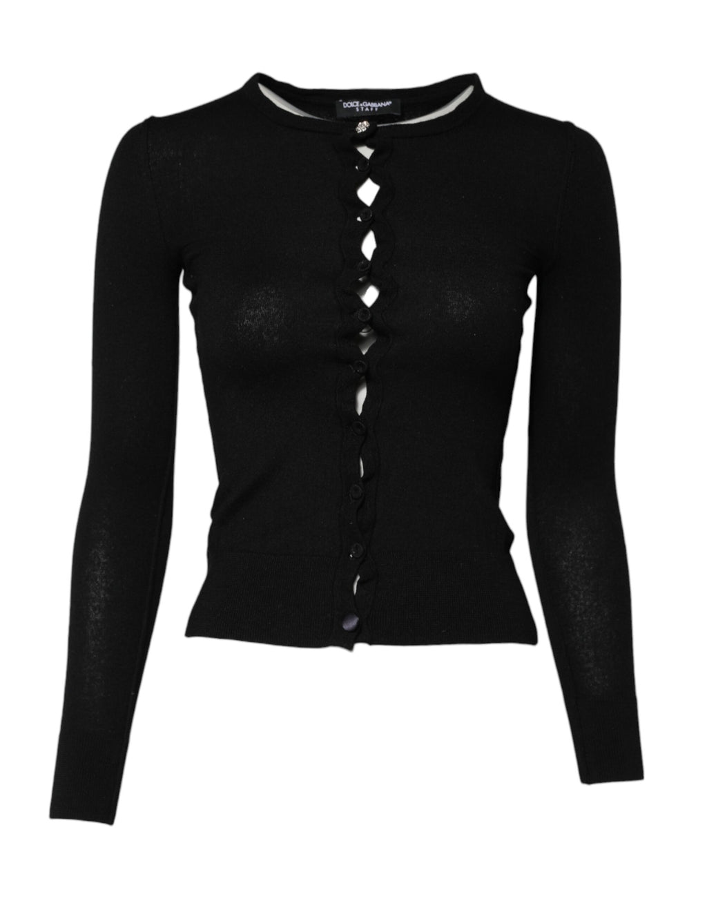 Dolce & Gabbana Schwarzer STAFF Rundhals-Strickpullover