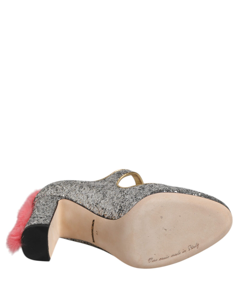 Dolce & Gabbana Silber Glitzer Nerz Pelz VALLY Pump Schuhe