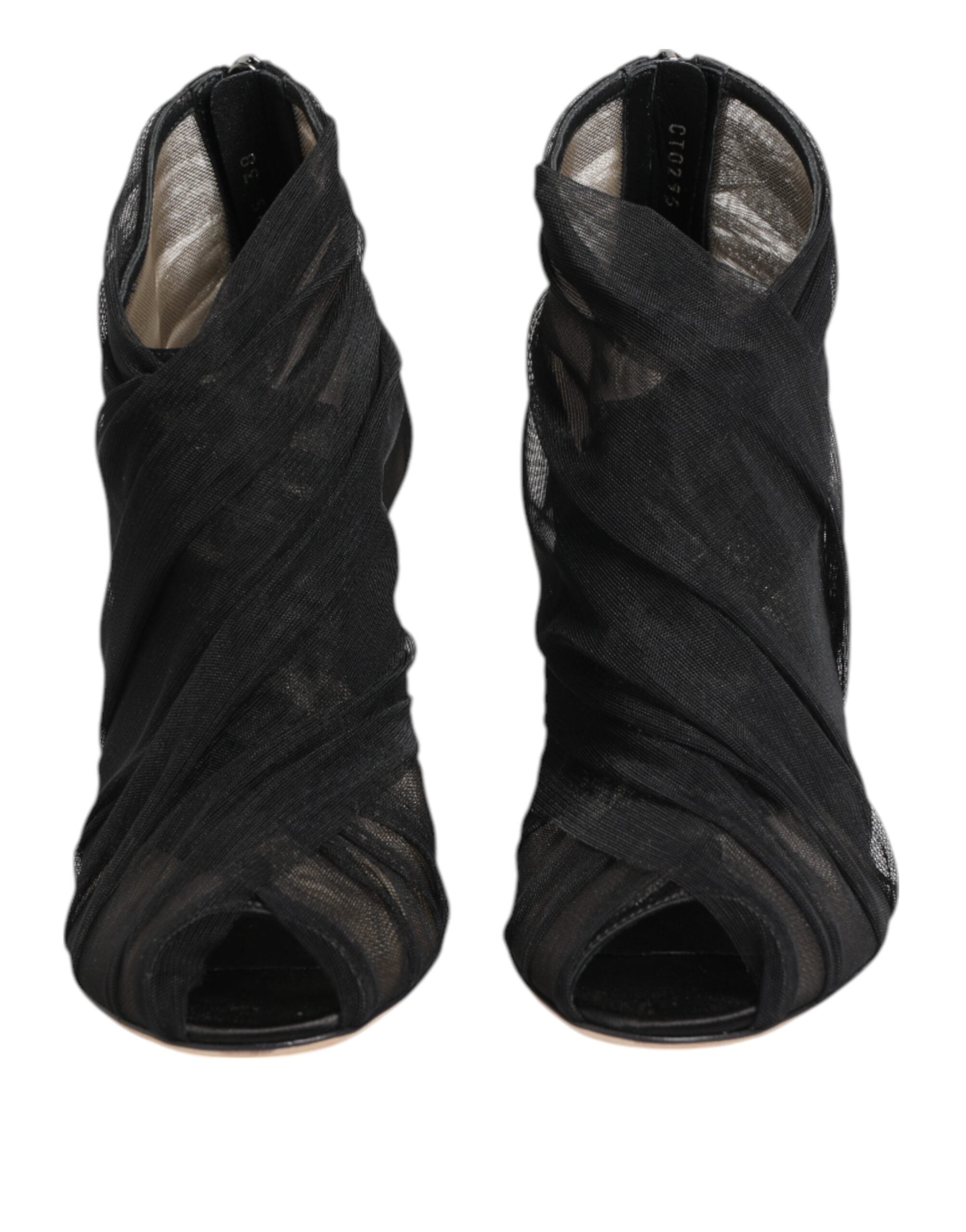 Dolce & Gabbana Schwarz Mesh Stiletto Heels Stiefelette Schuhe