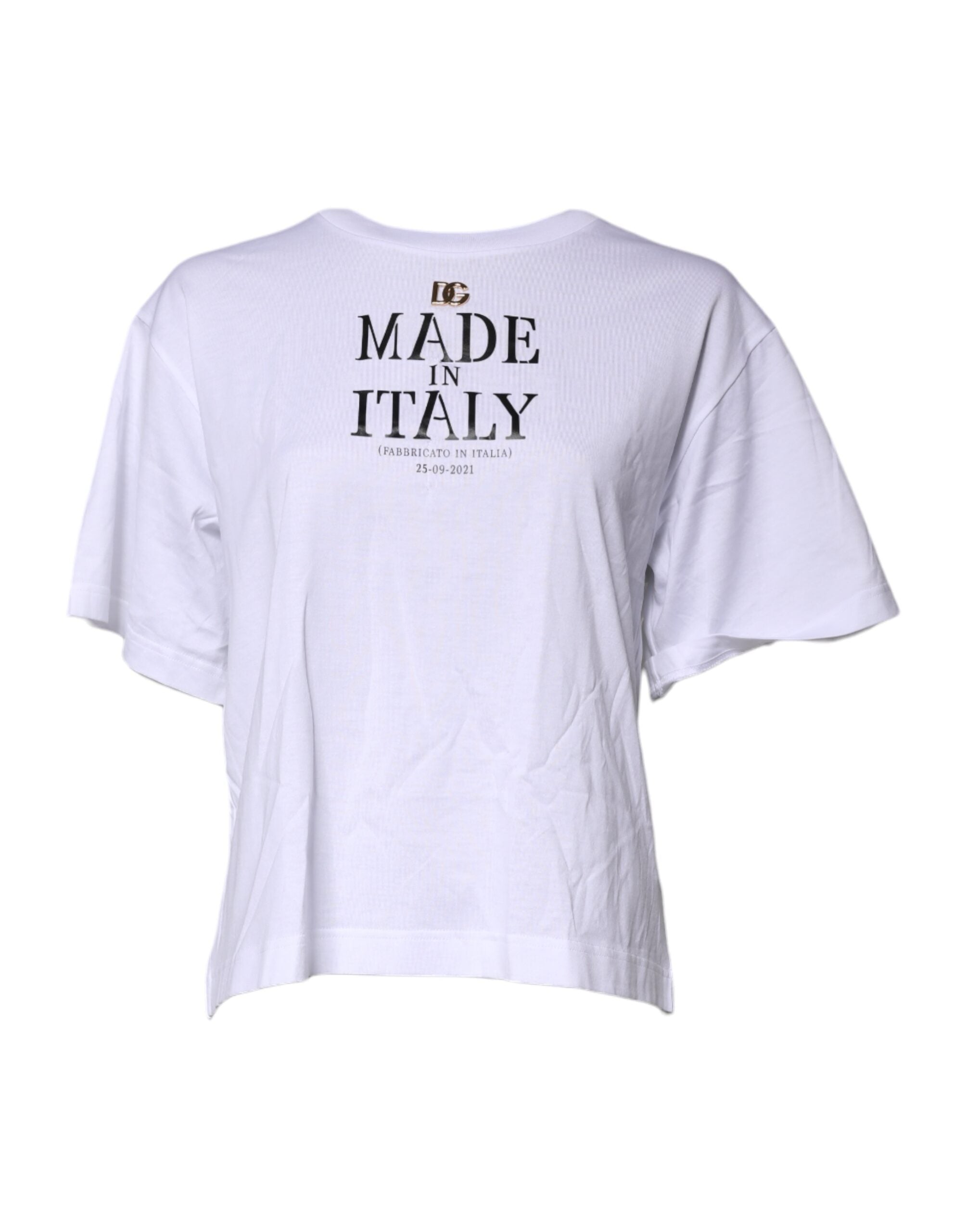 Dolce & Gabbana Weißes Kurzarm-T-Shirt mit DG-Logo-Aufdruck