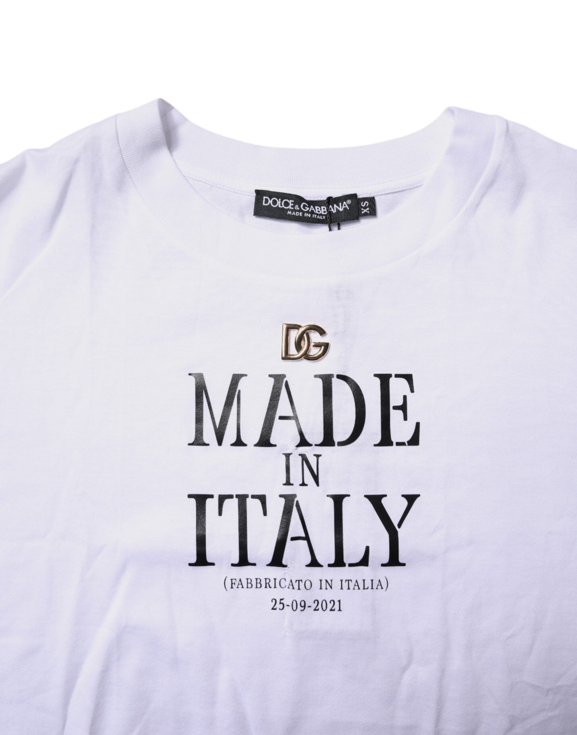 Dolce & Gabbana Weißes Kurzarm-T-Shirt mit DG-Logo-Aufdruck