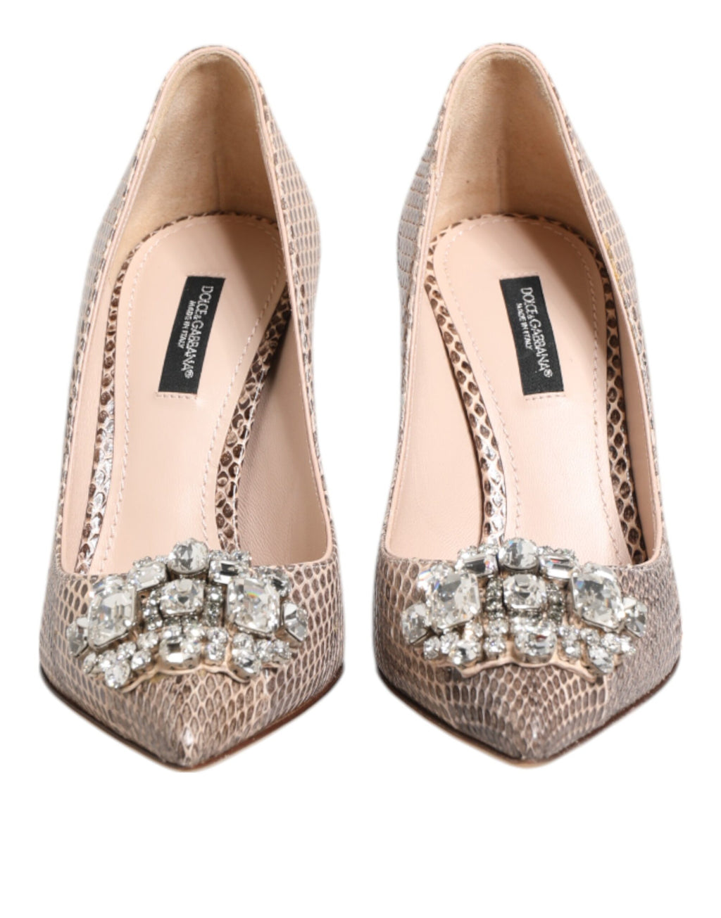 Dolce & Gabbana Beige Leder Kristall verschönert Pumps Schuhe