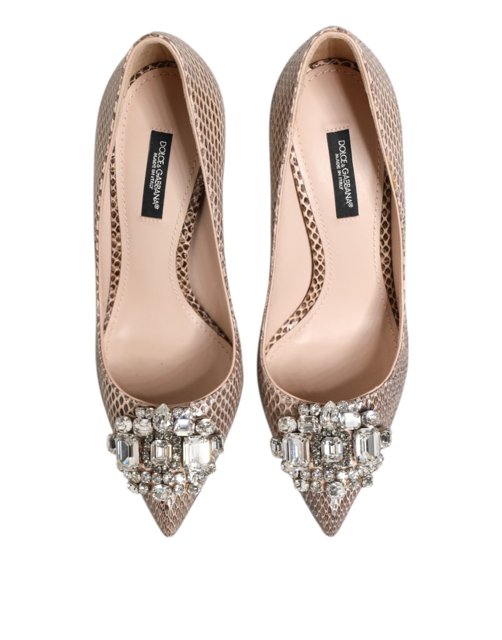 Dolce & Gabbana Beige Leder Kristall verschönert Pumps Schuhe