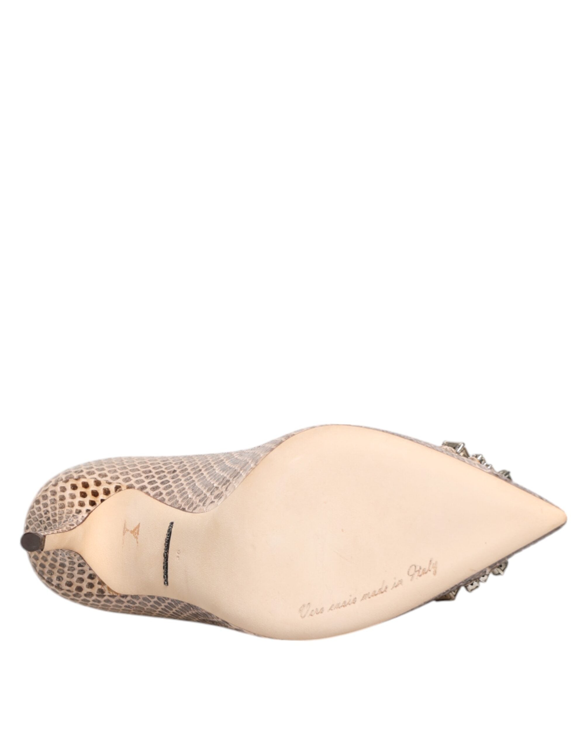 Dolce & Gabbana Beige Leder Kristall verschönert Pumps Schuhe