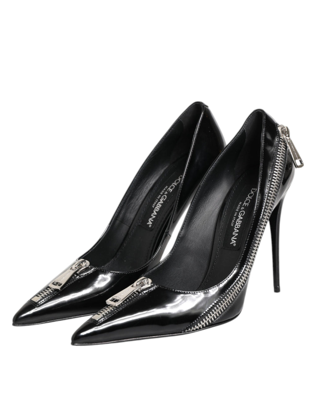 Dolce & Gabbana Schwarz Lackleder Reißverschluss Heels Pumps Schuhe