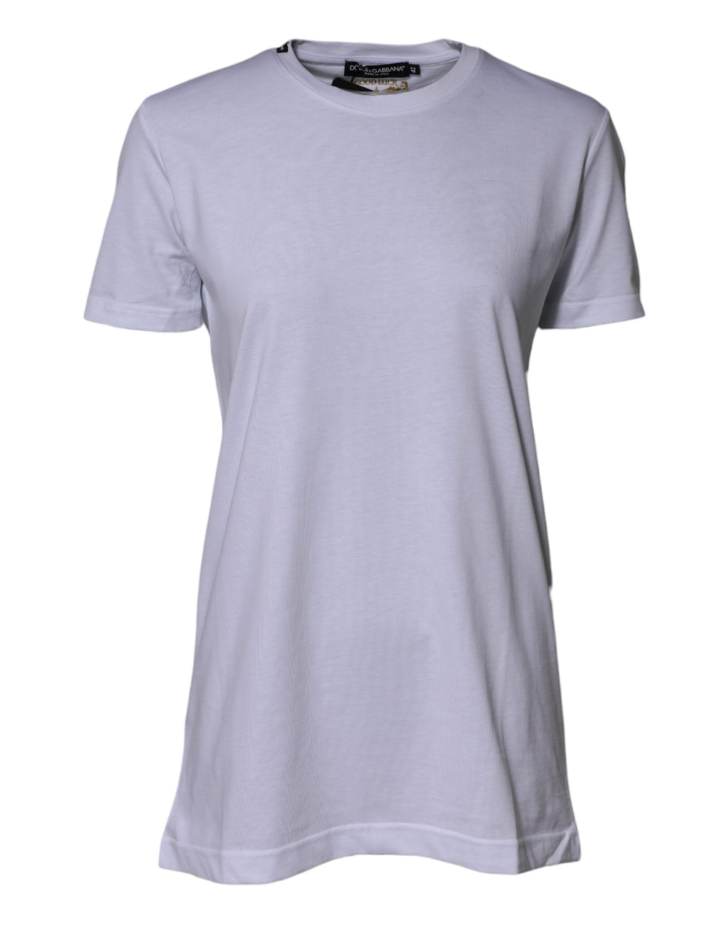 Dolce & Gabbana Weißes Baumwolle Goodluck 2023 RundhalsausschnittT-Shirt