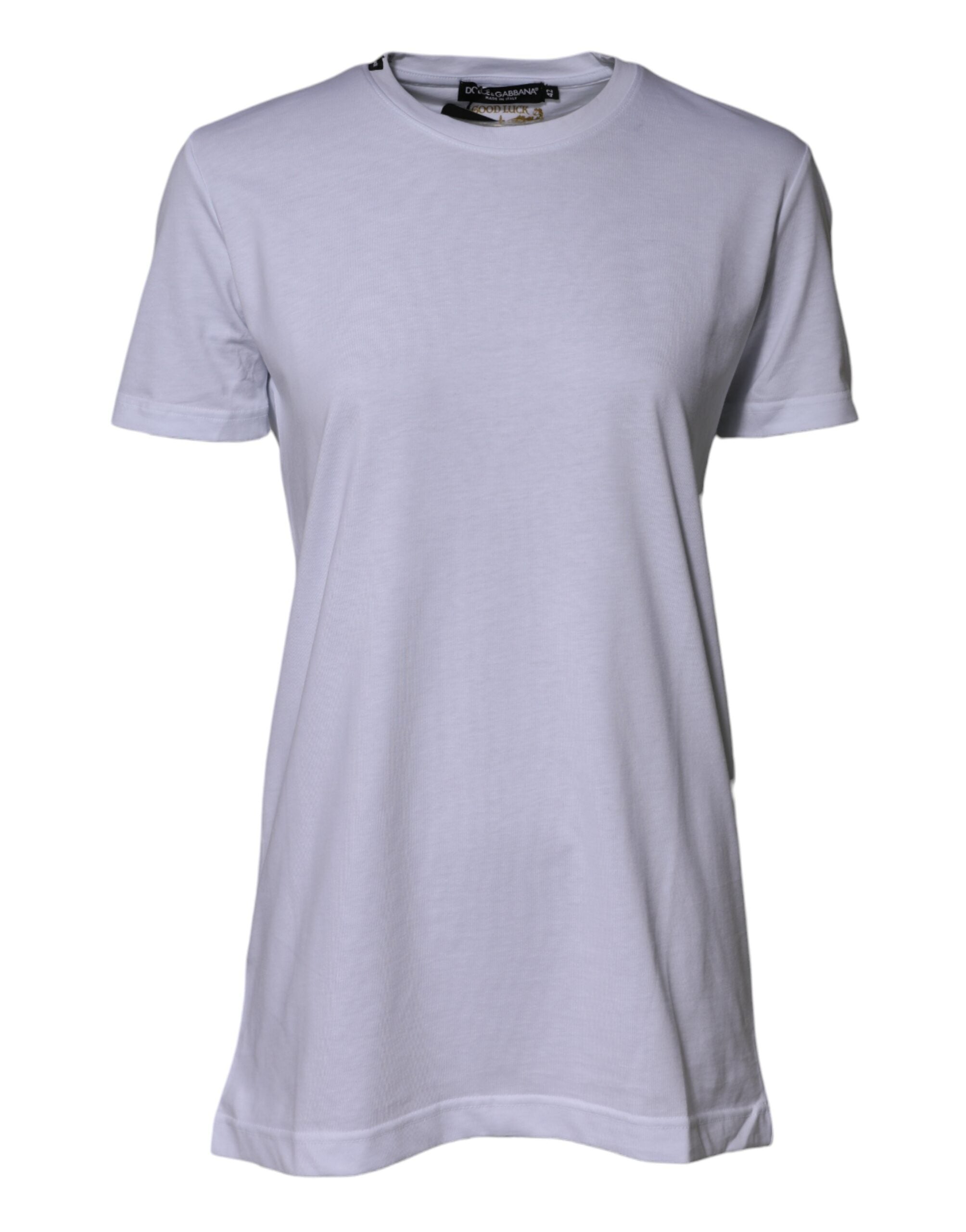 Dolce & Gabbana Weißes Baumwolle Goodluck 2023 RundhalsausschnittT-Shirt