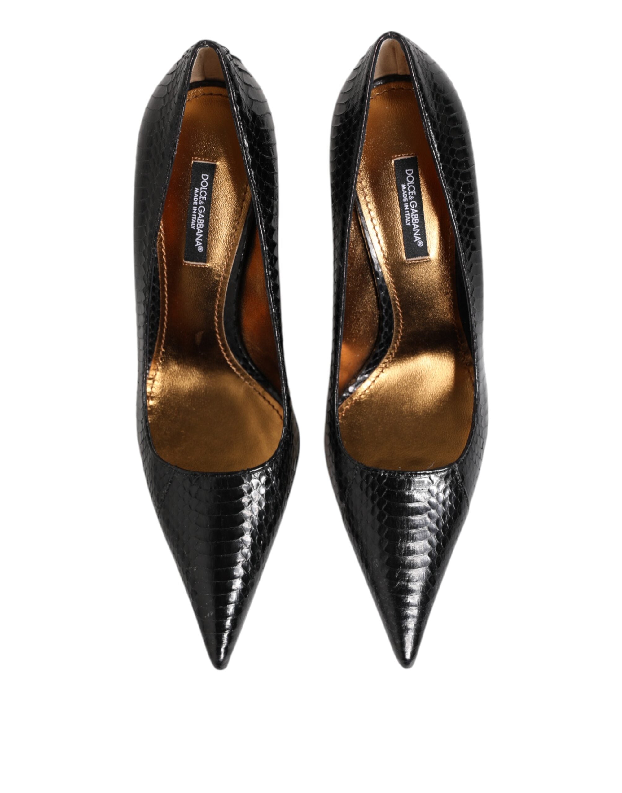 Dolce & Gabbana Schwarze Exotische Leder Stiletto Pumps Schuhe