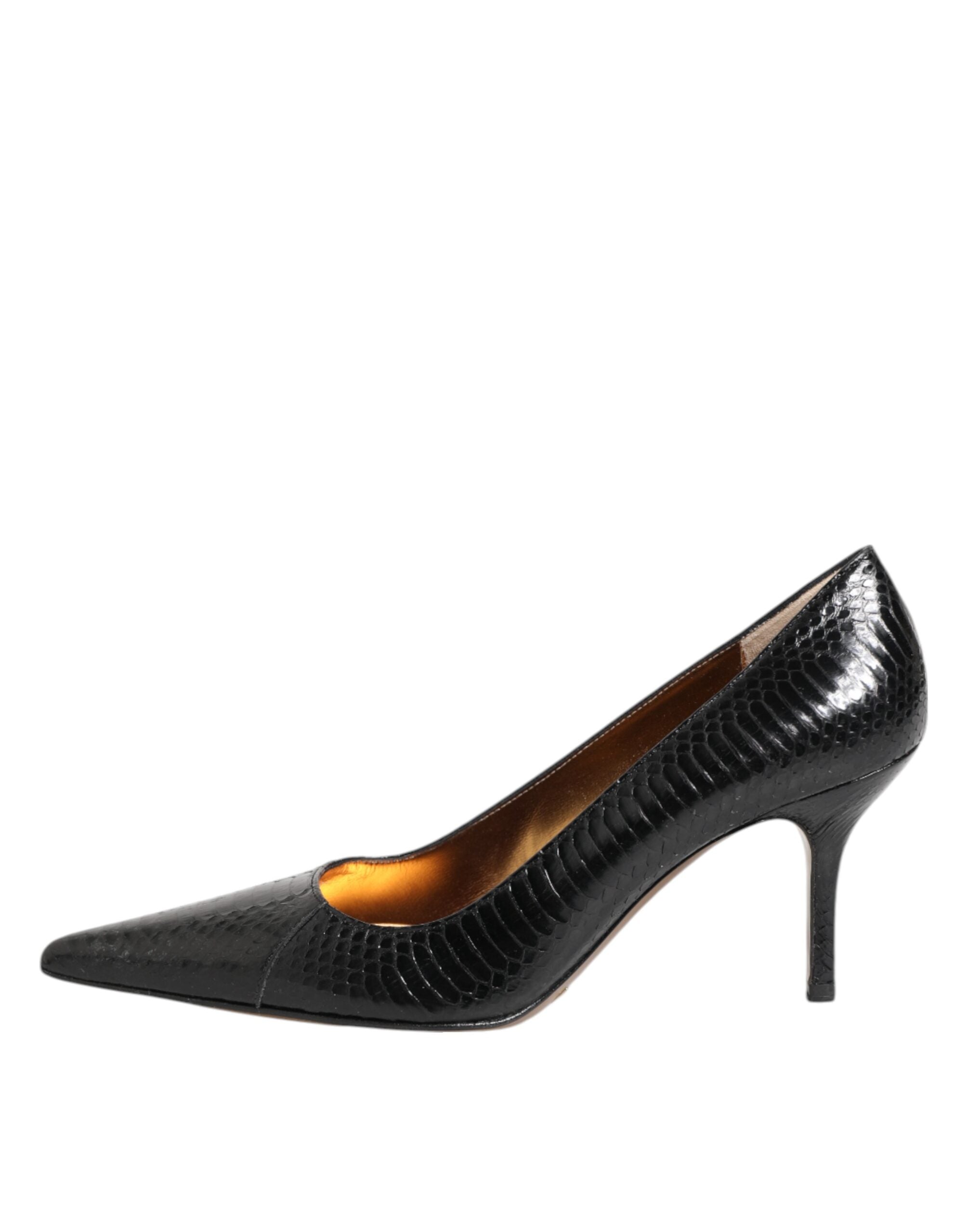 Dolce & Gabbana Schwarze Exotische Leder Stiletto Pumps Schuhe
