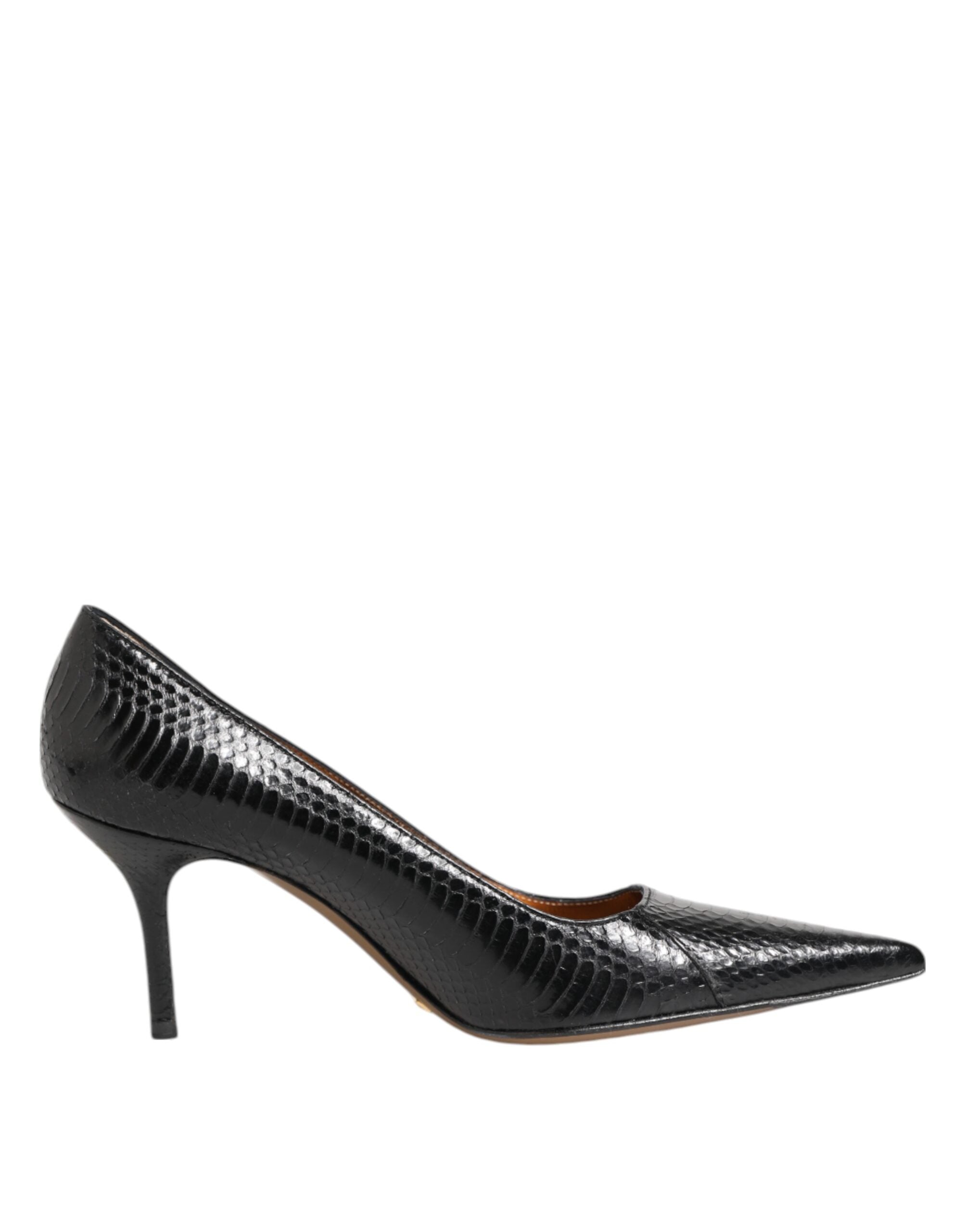 Dolce & Gabbana Schwarze Exotische Leder Stiletto Pumps Schuhe
