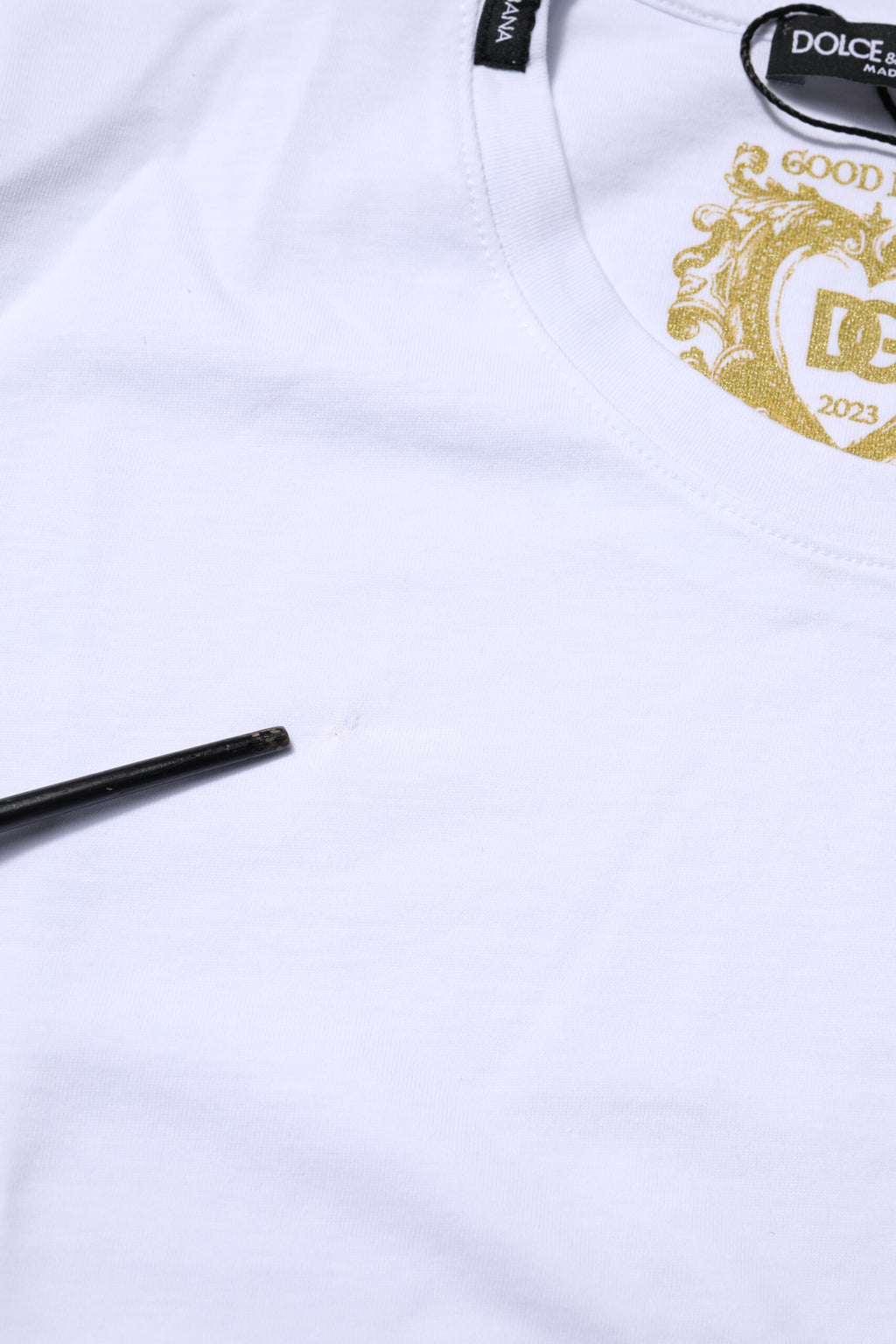 Dolce & Gabbana Weißes Baumwoll-Goodluck-2023-T-Shirt mit Rundhalsausschnitt