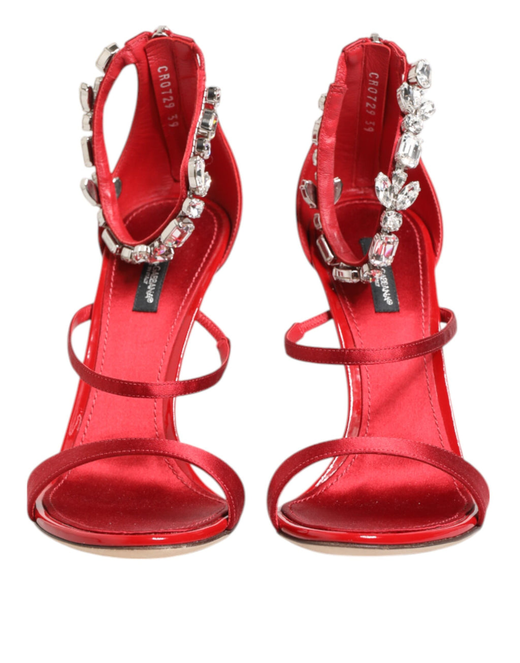 Dolce & Gabbana Rode Satijnen Kristallen Keira Sandalen Hakken Schoenen