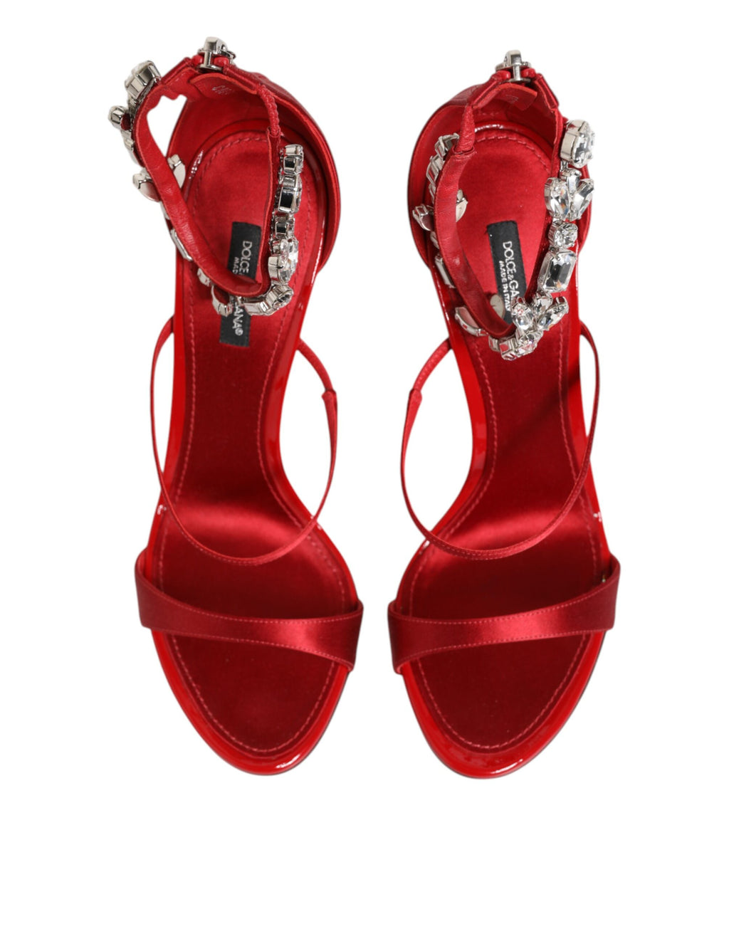 Dolce & Gabbana Rode Satijnen Kristallen Keira Sandalen Hakken Schoenen