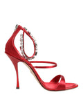 Dolce & Gabbana Rode Satijnen Kristallen Keira Sandalen Hakken Schoenen
