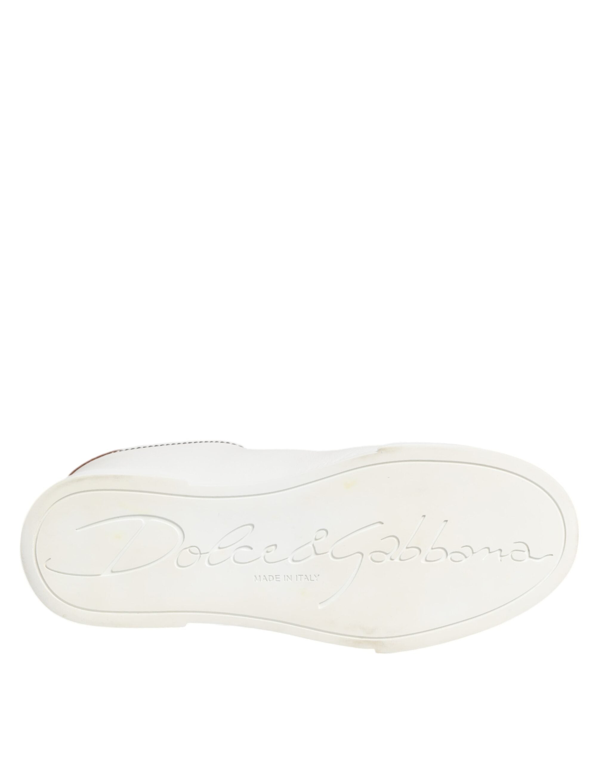 Dolce & Gabbana Weiß Gold Leder Low Top Sneakers Schuhe