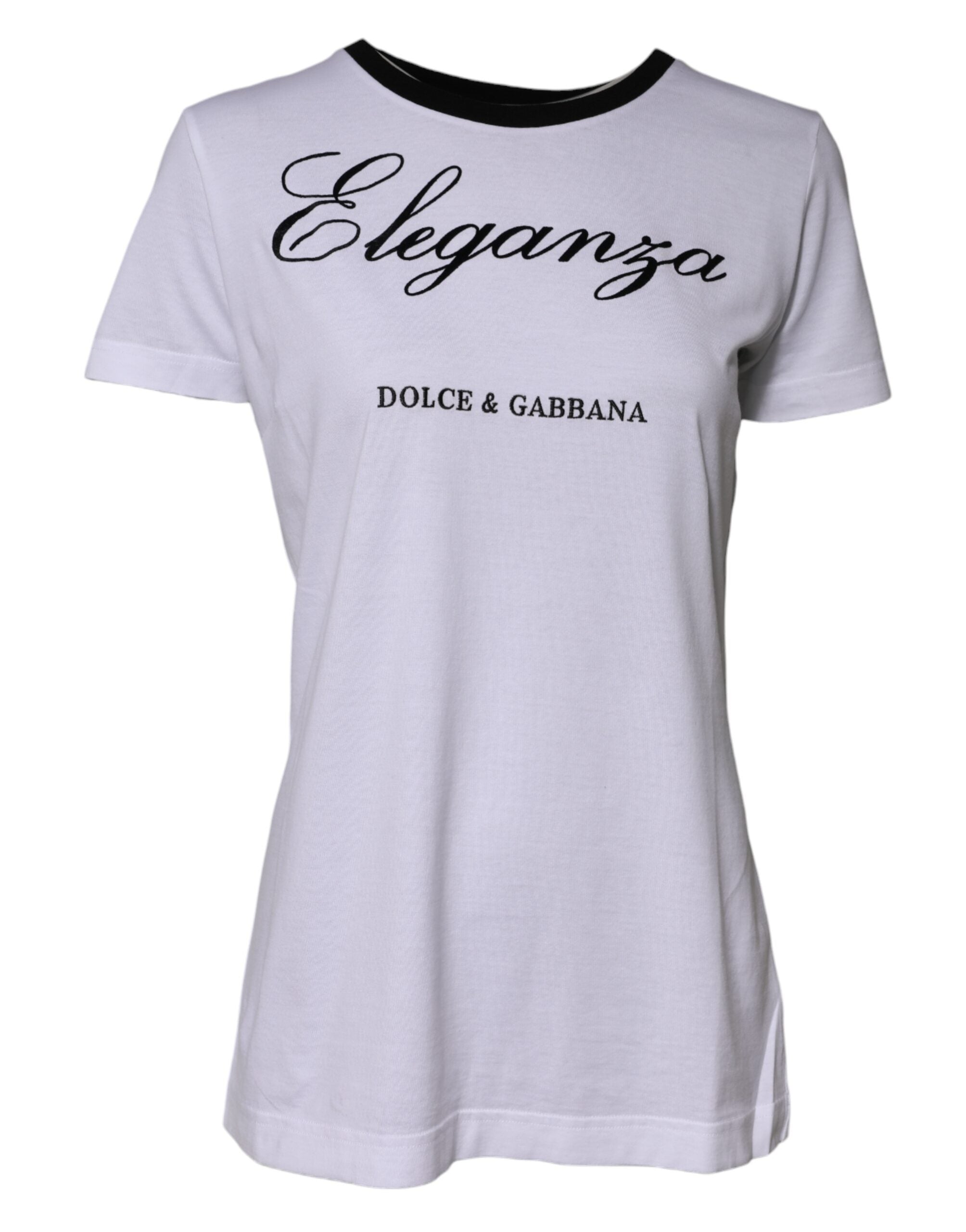 Dolce & Gabbana Weißes Eleganza Baumwoll-T-Shirt mit Rundhalsausschnitt