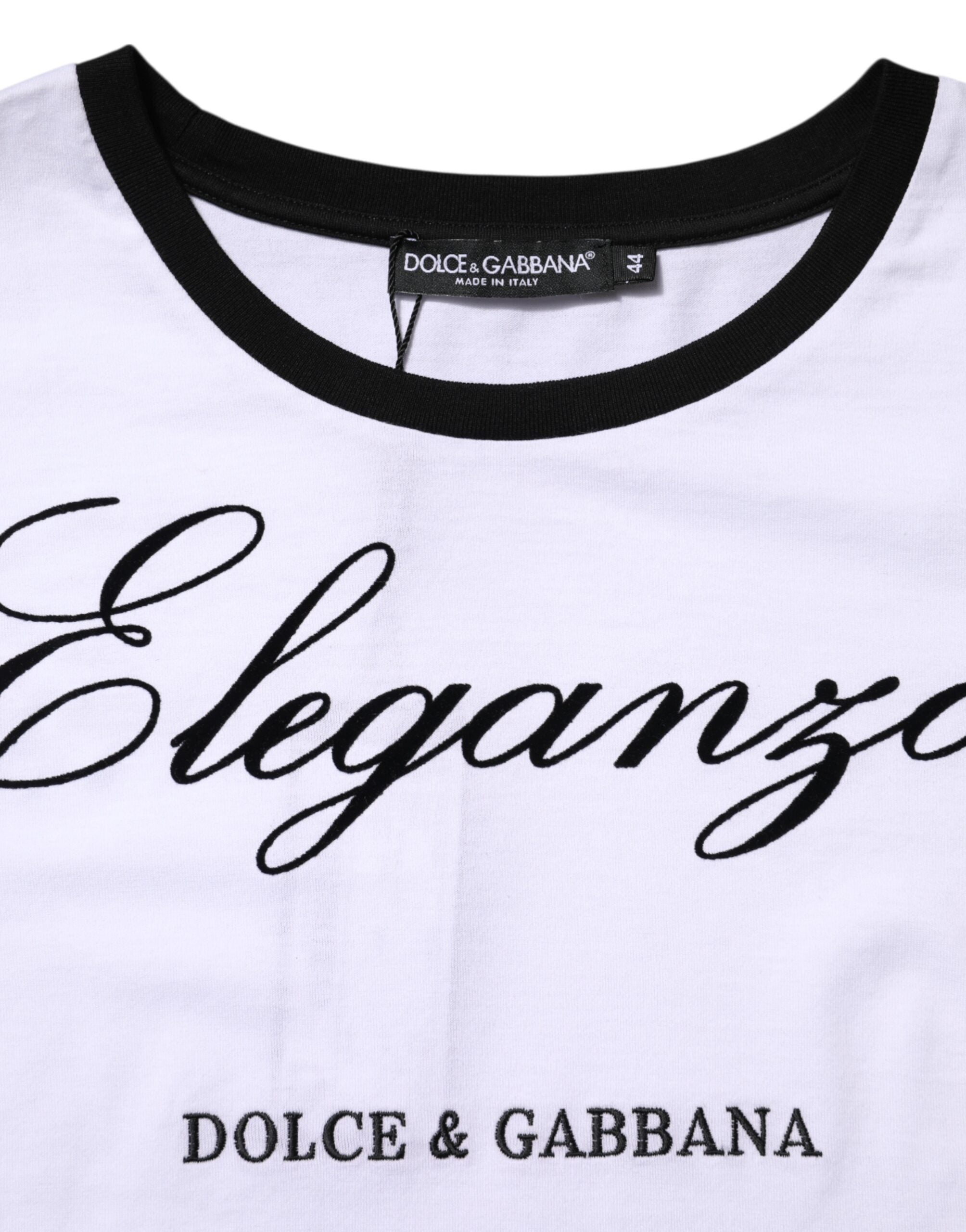 Dolce & Gabbana Weißes Eleganza Baumwoll-T-Shirt mit Rundhalsausschnitt