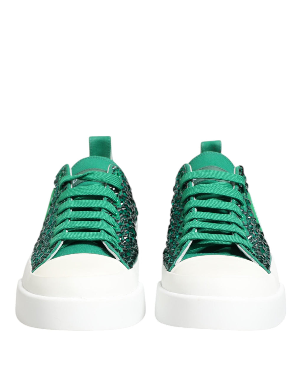 Dolce & Gabbana Grün Portofino Crystal DG Logo Sneakers Schuhe