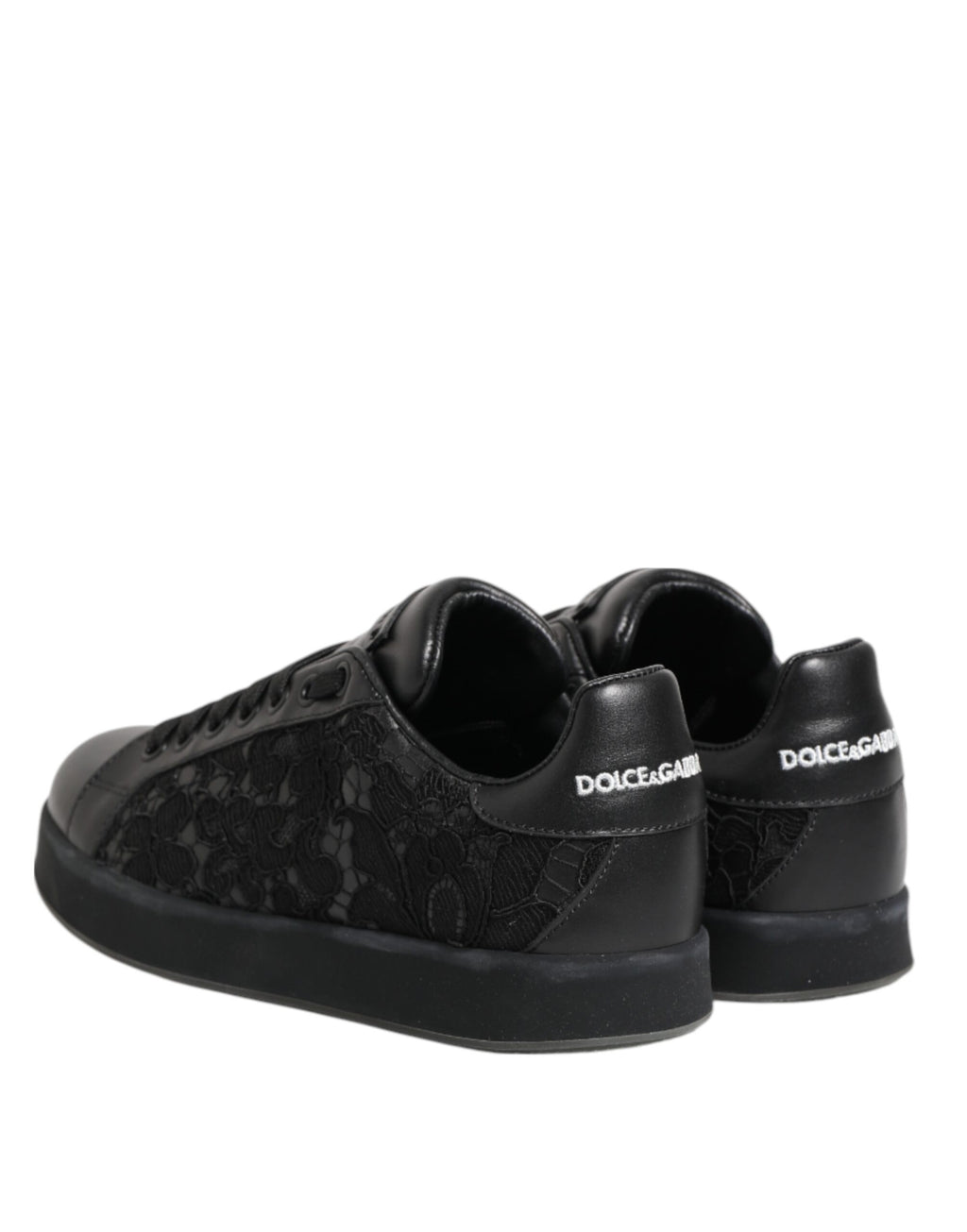 Dolce & Gabbana Schwarz Floral Spitze Low Top Sneakers Schuhe