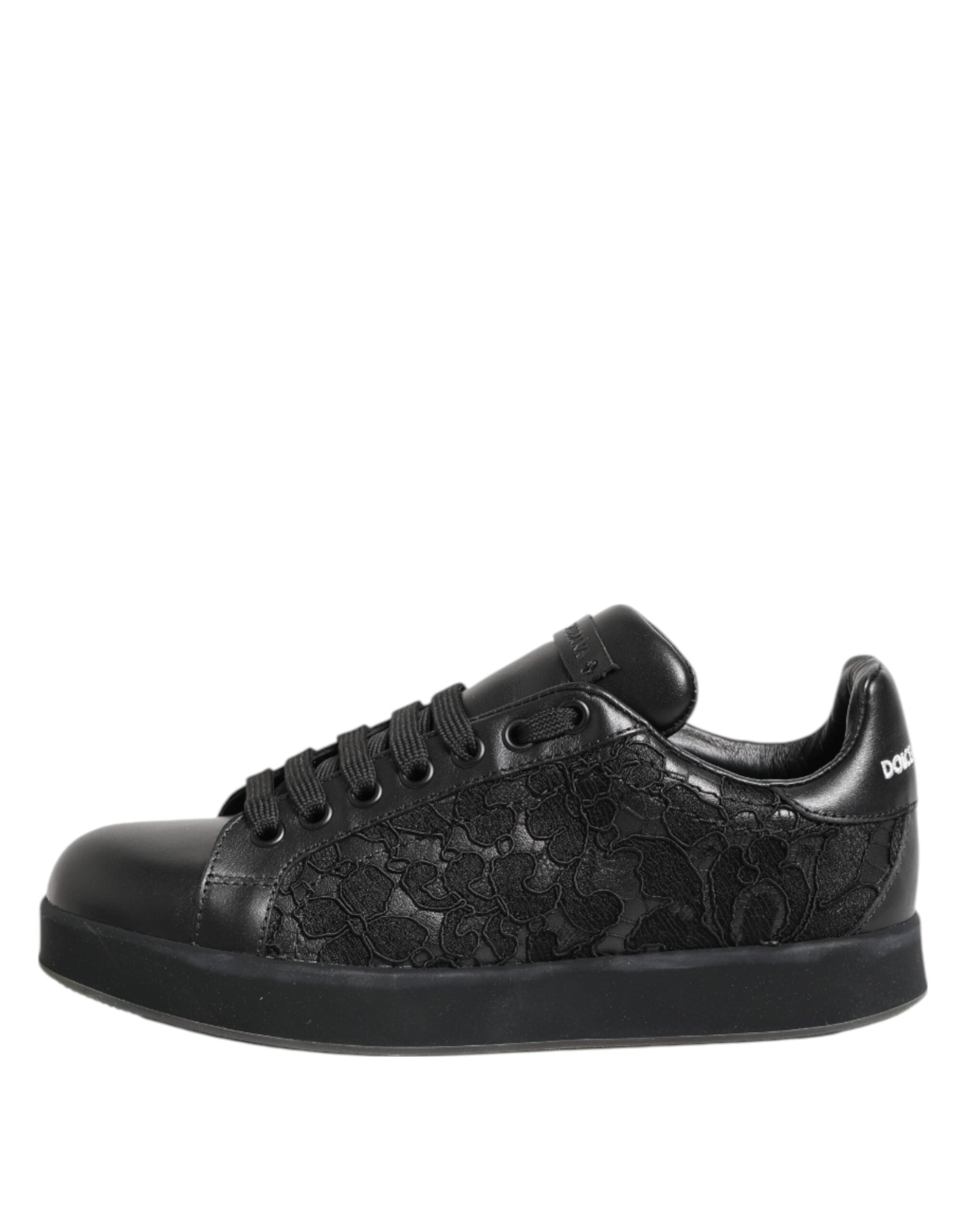Dolce & Gabbana Schwarz Floral Spitze Low Top Sneakers Schuhe