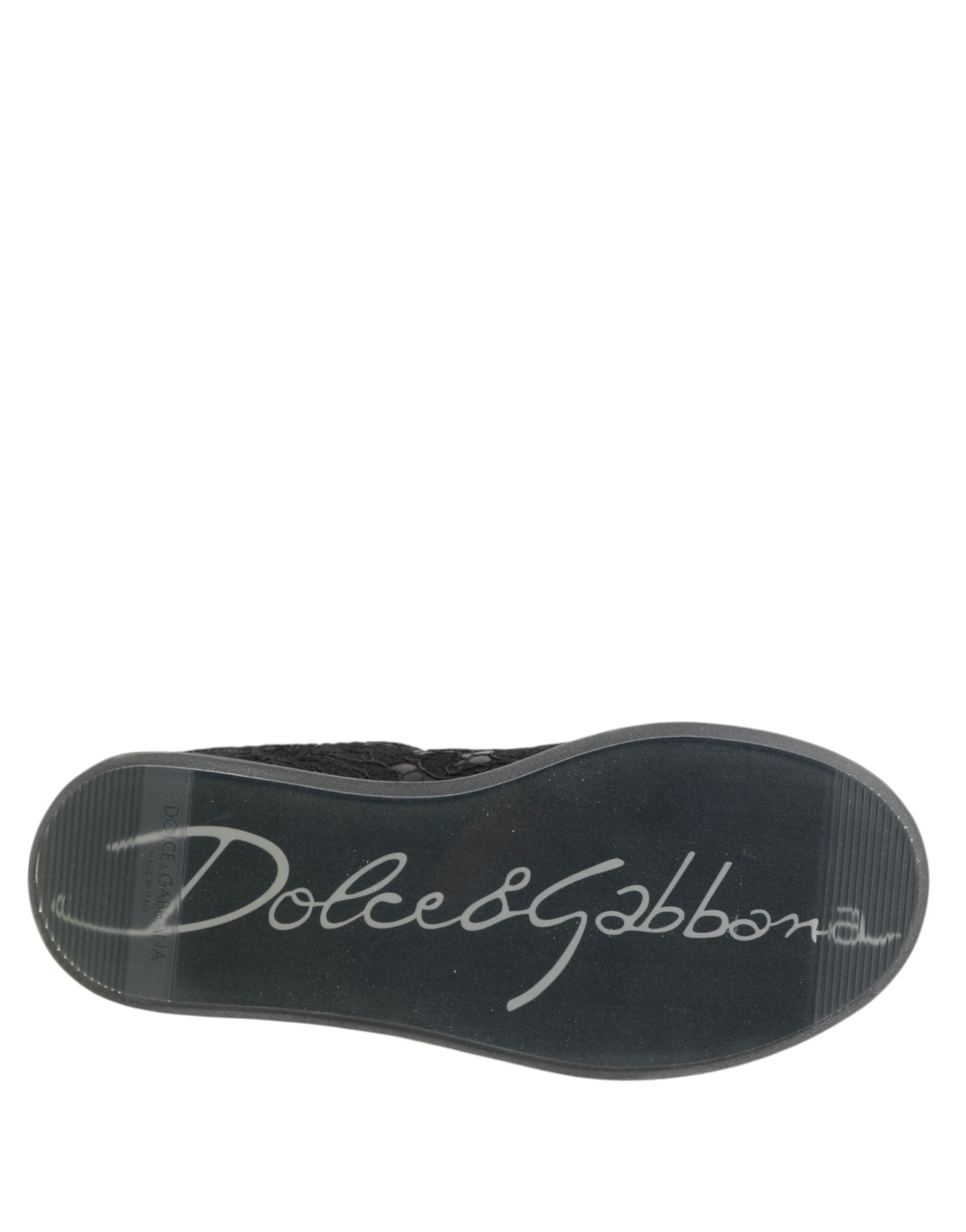 Dolce & Gabbana Schwarz Floral Spitze Low Top Sneakers Schuhe