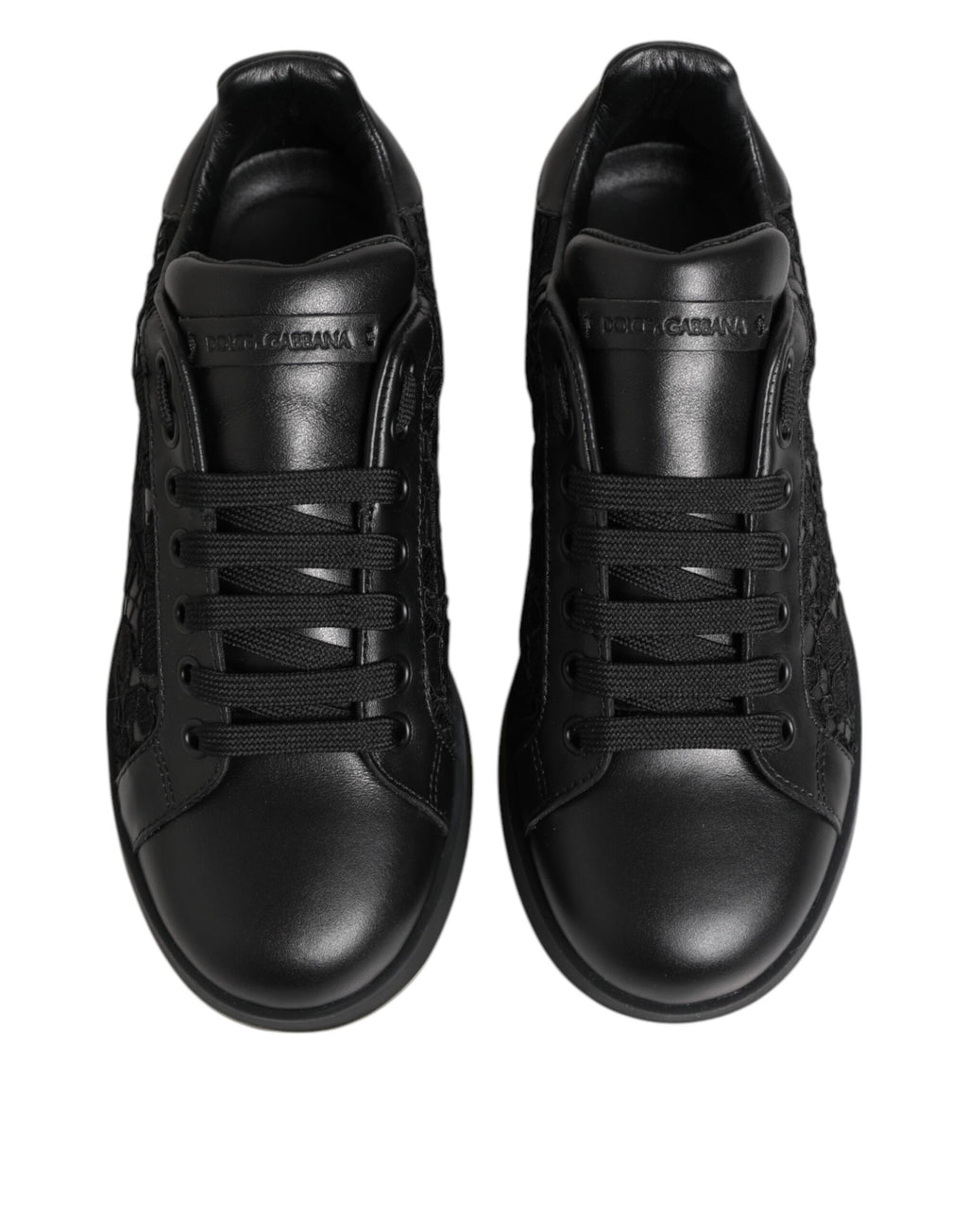 Dolce & Gabbana Schwarz Floral Spitze Low Top Sneakers Schuhe