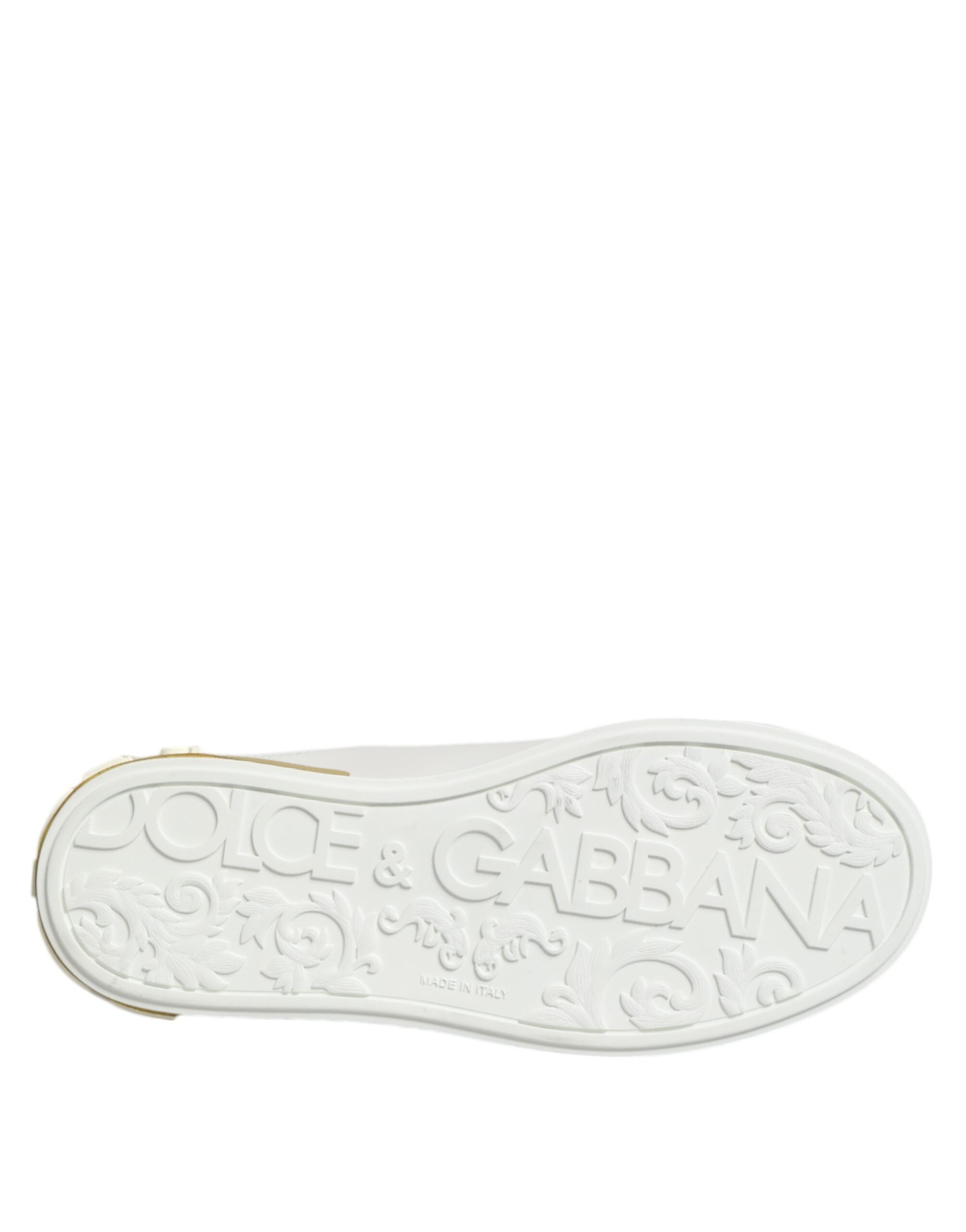 Dolce & Gabbana Weiß Gelb Leder Low Top Turnschuhe Schuhe