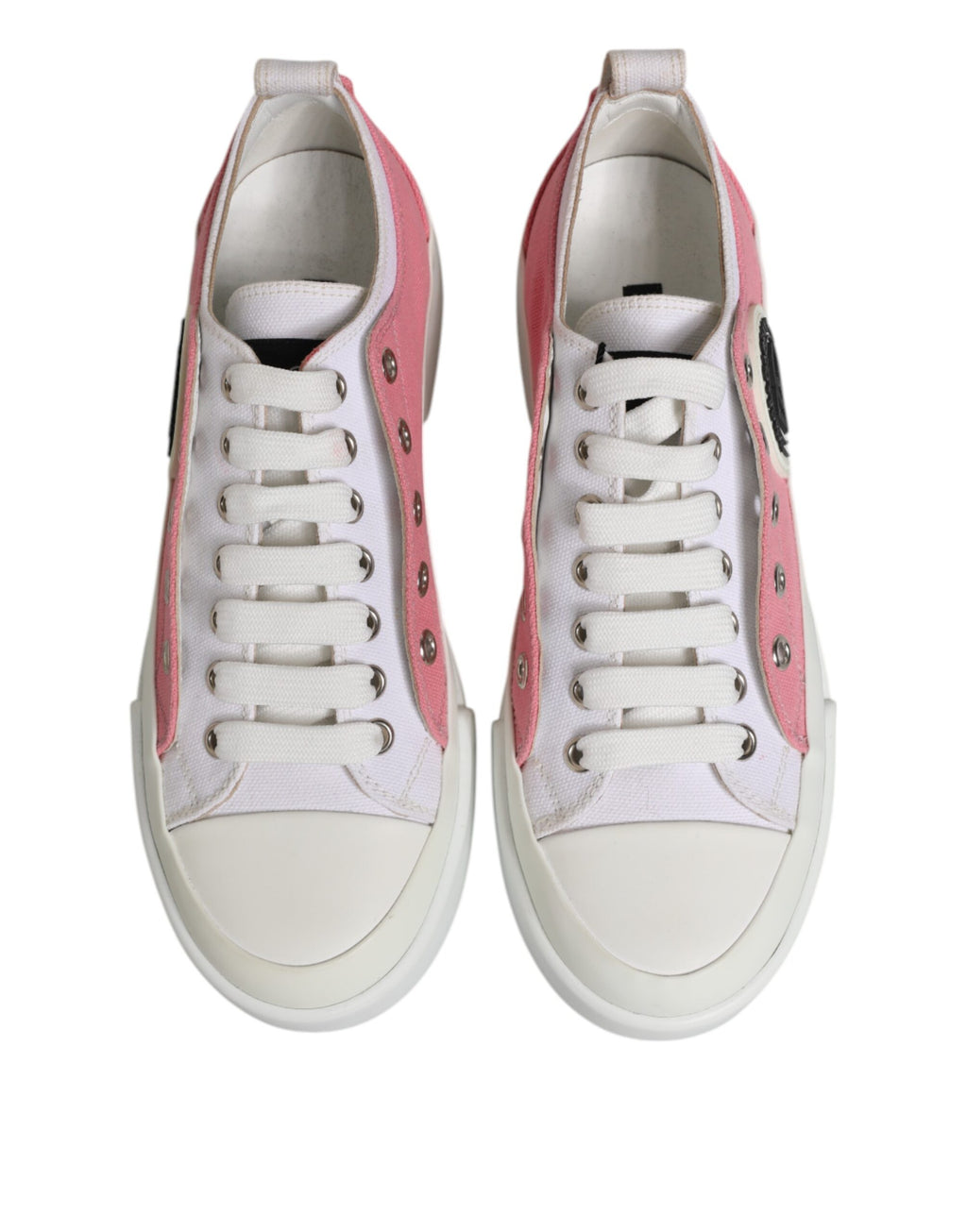 Dolce & Gabbana Weiß Rosa Canvas Low Top Turnschuhe Schuhe