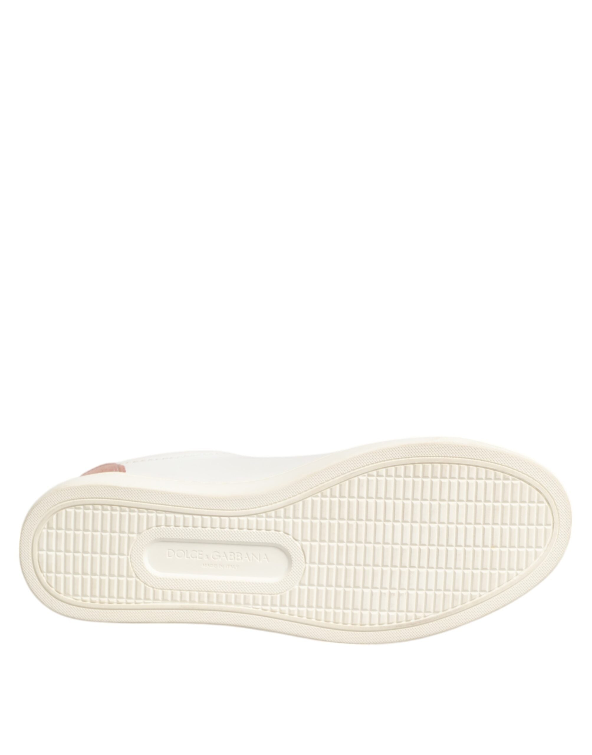 Dolce & Gabbana Weiß Rosa Leder Low Top Turnschuhe Schuhe