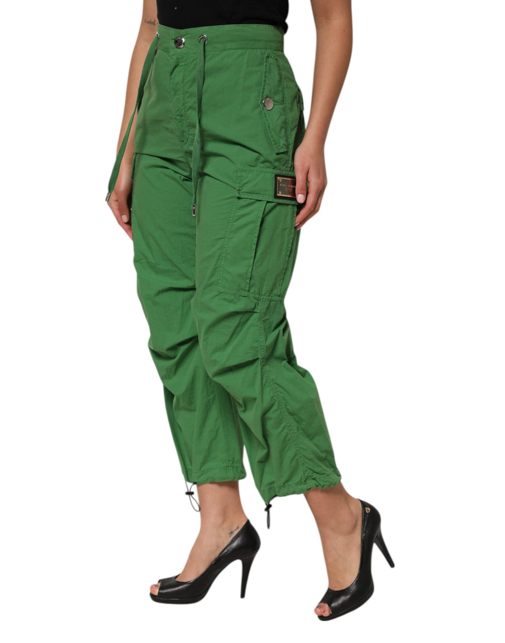 Dolce & Gabbana Groene Katoenen High Waist Cargo Broek