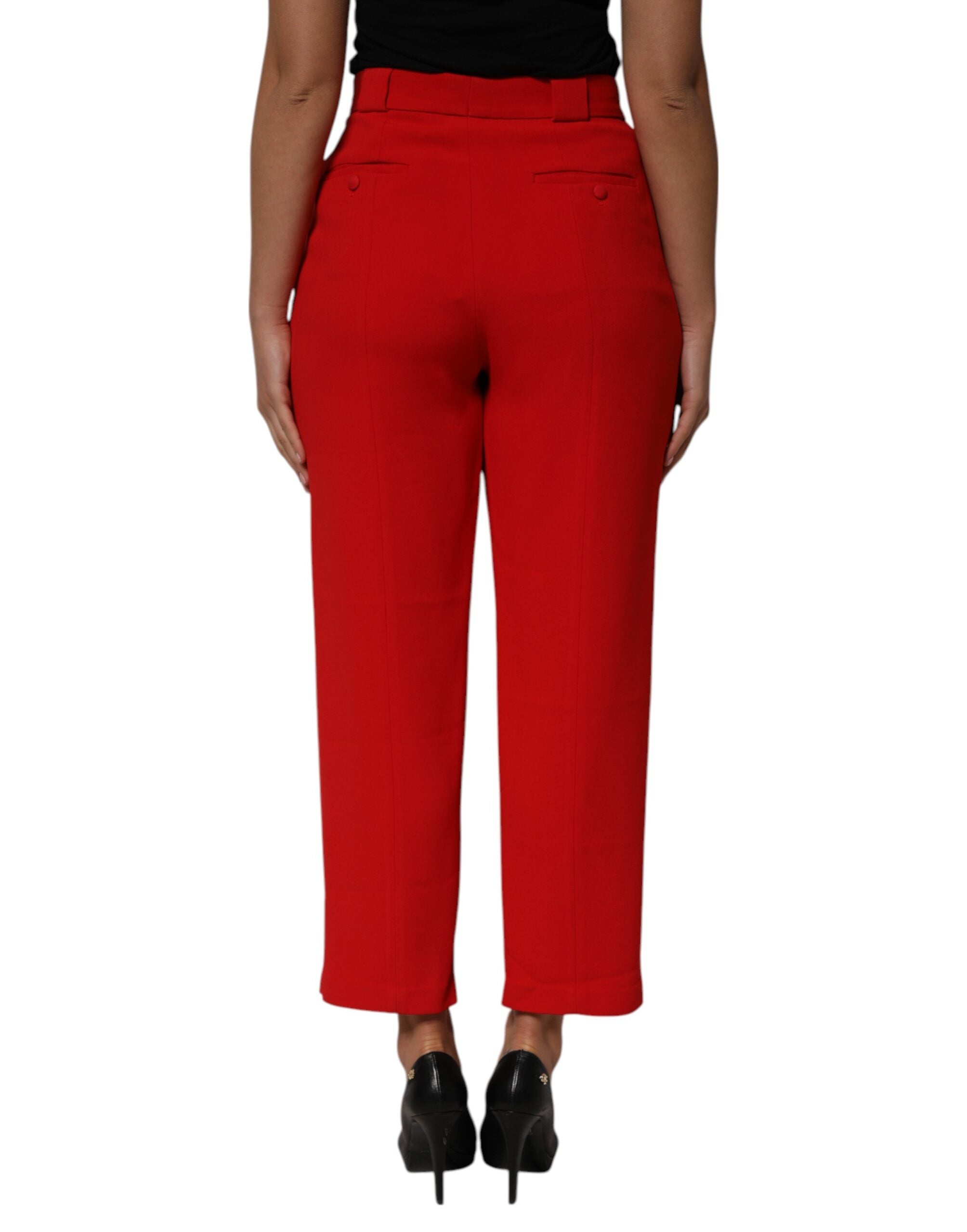 Dolce & Gabbana Rote HighWaist Straight Damen-Hosenhose
