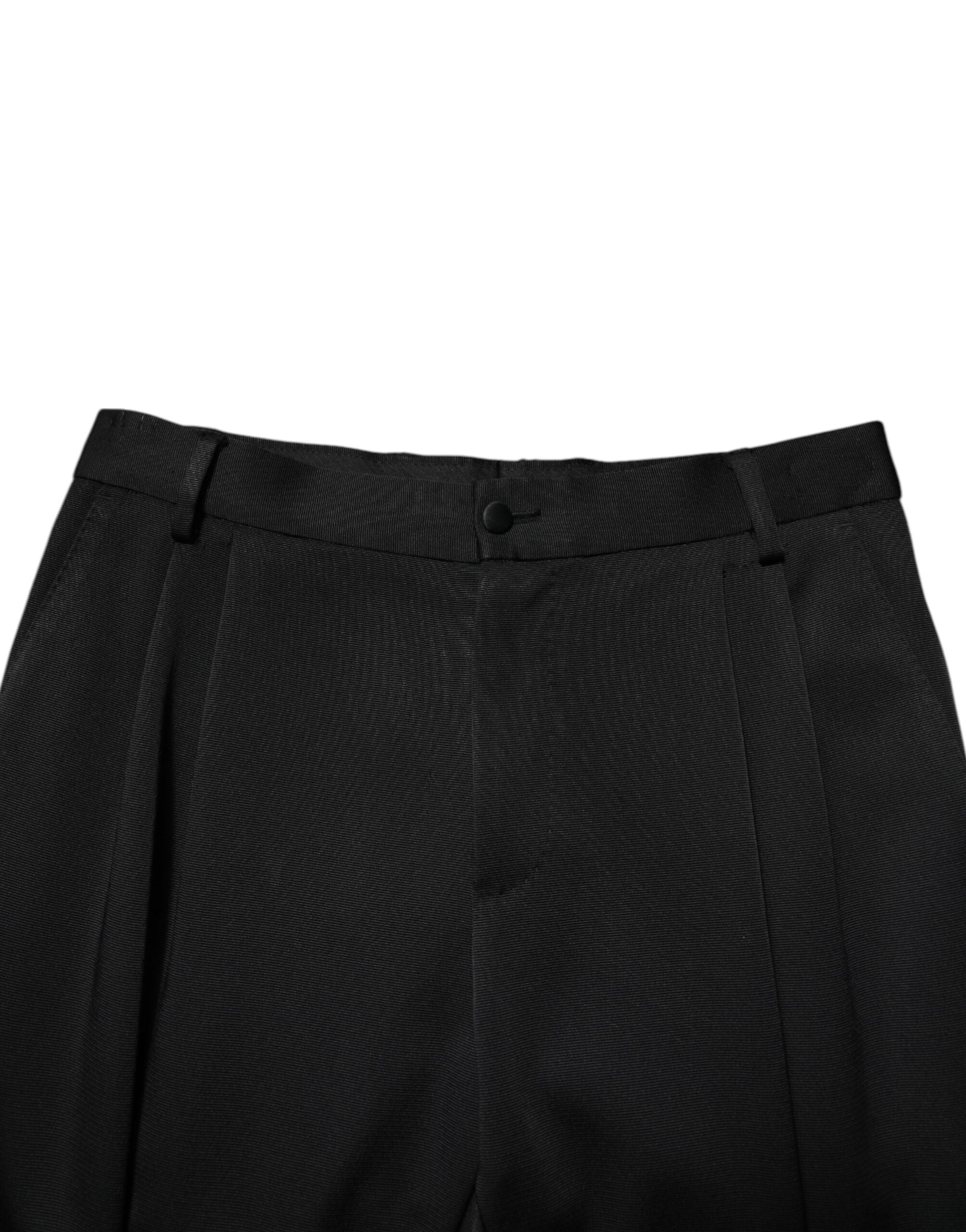 Dolce & Gabbana Schwarze Acetat-HighWaist-Tapered-Hose