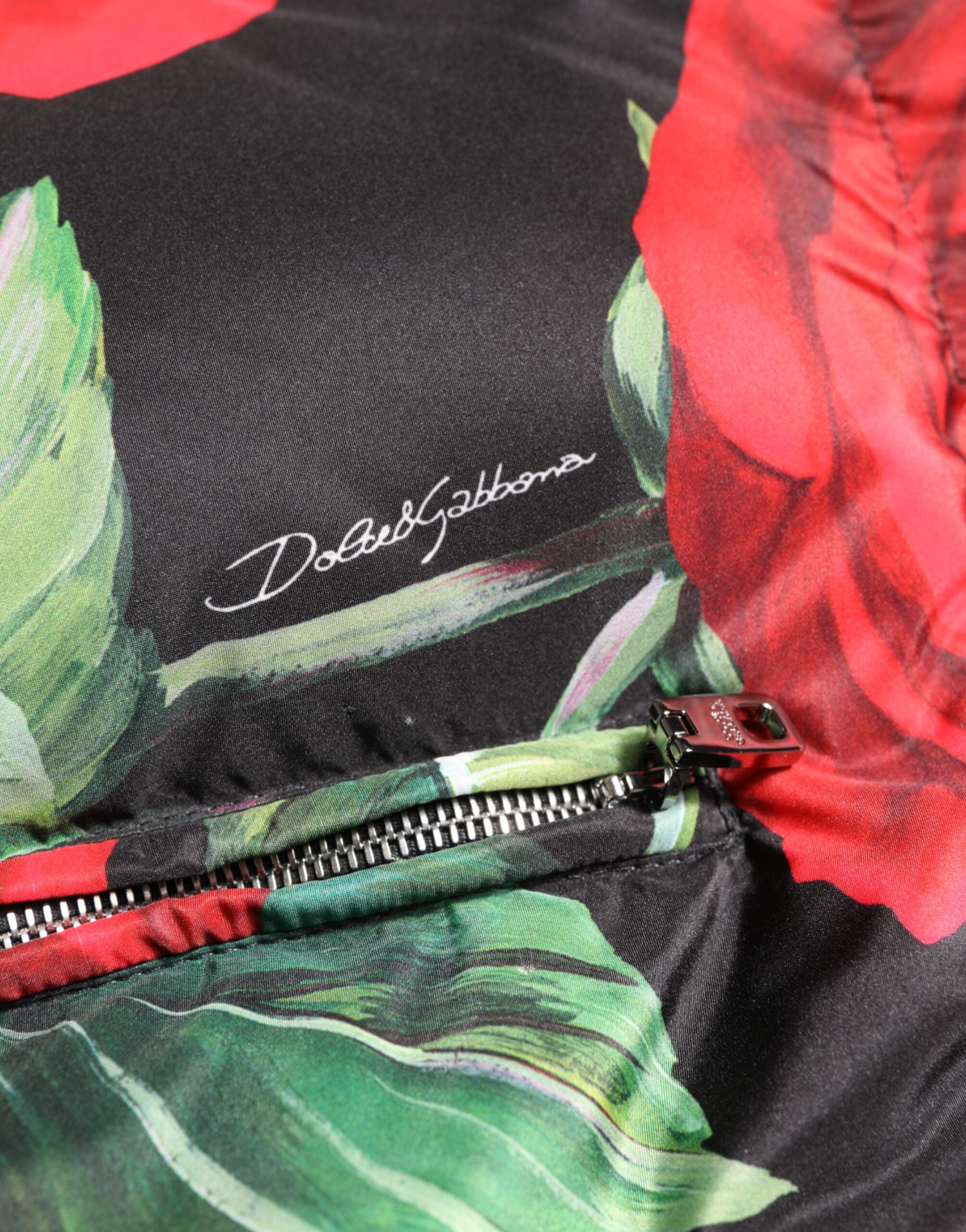 Dolce & Gabbana Multicolor Floral Puffer Mantel Full Zip Jacke