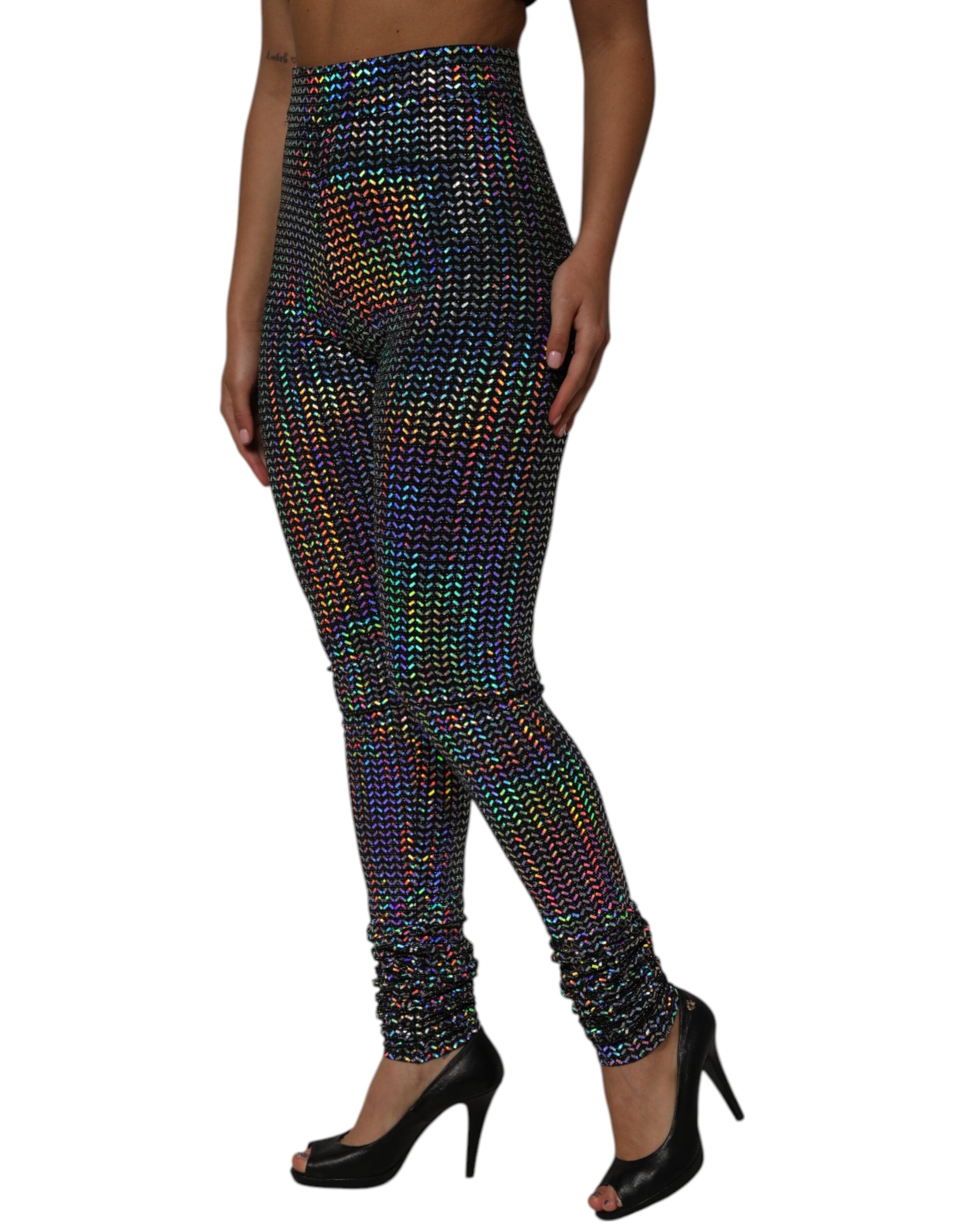 Dolce & Gabbana Multicolor Pailletten Leggings Hosen Hosen