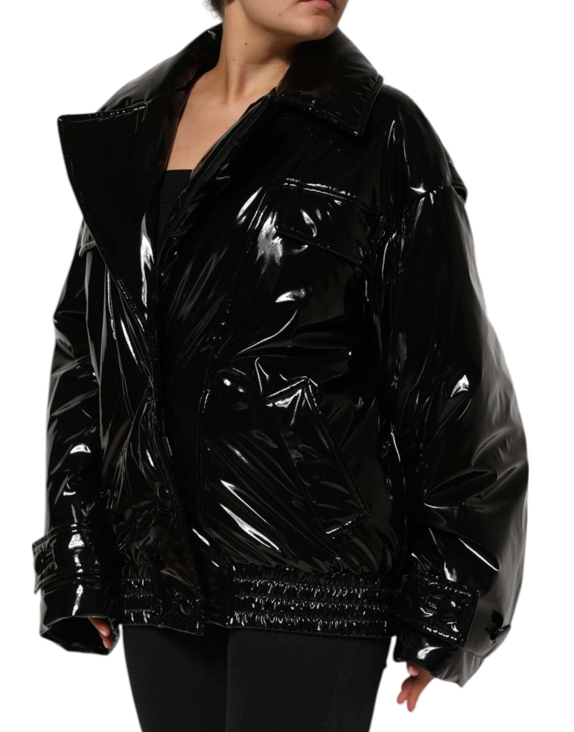 Dolce & Gabbana Polyester Schwarzer gesteppter Puffermantel Jacke