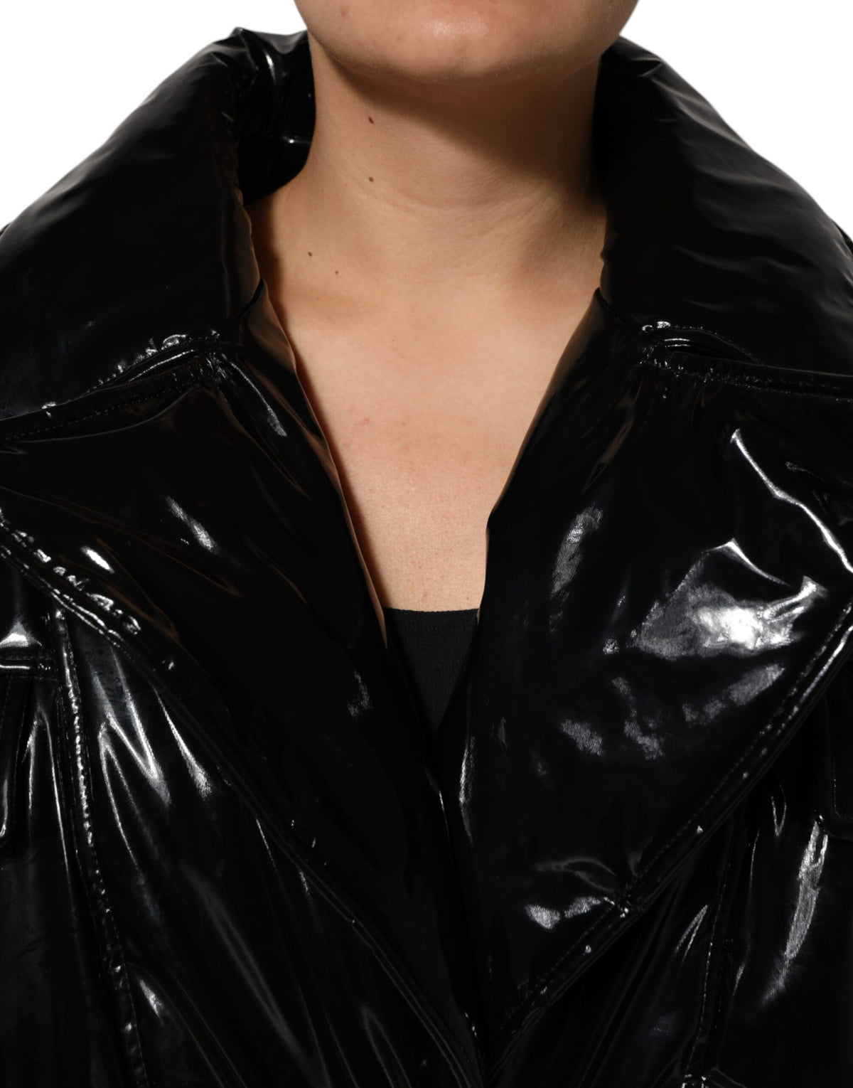 Dolce & Gabbana Black Polyester Quilted Puffer Coat Jacket