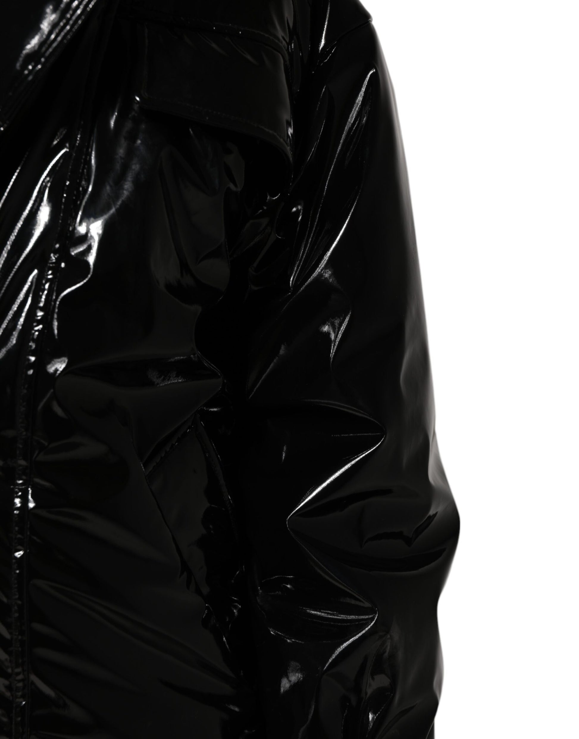 Dolce & Gabbana Schwarzer Polyester-Puffermantel mit Steppung Jacke