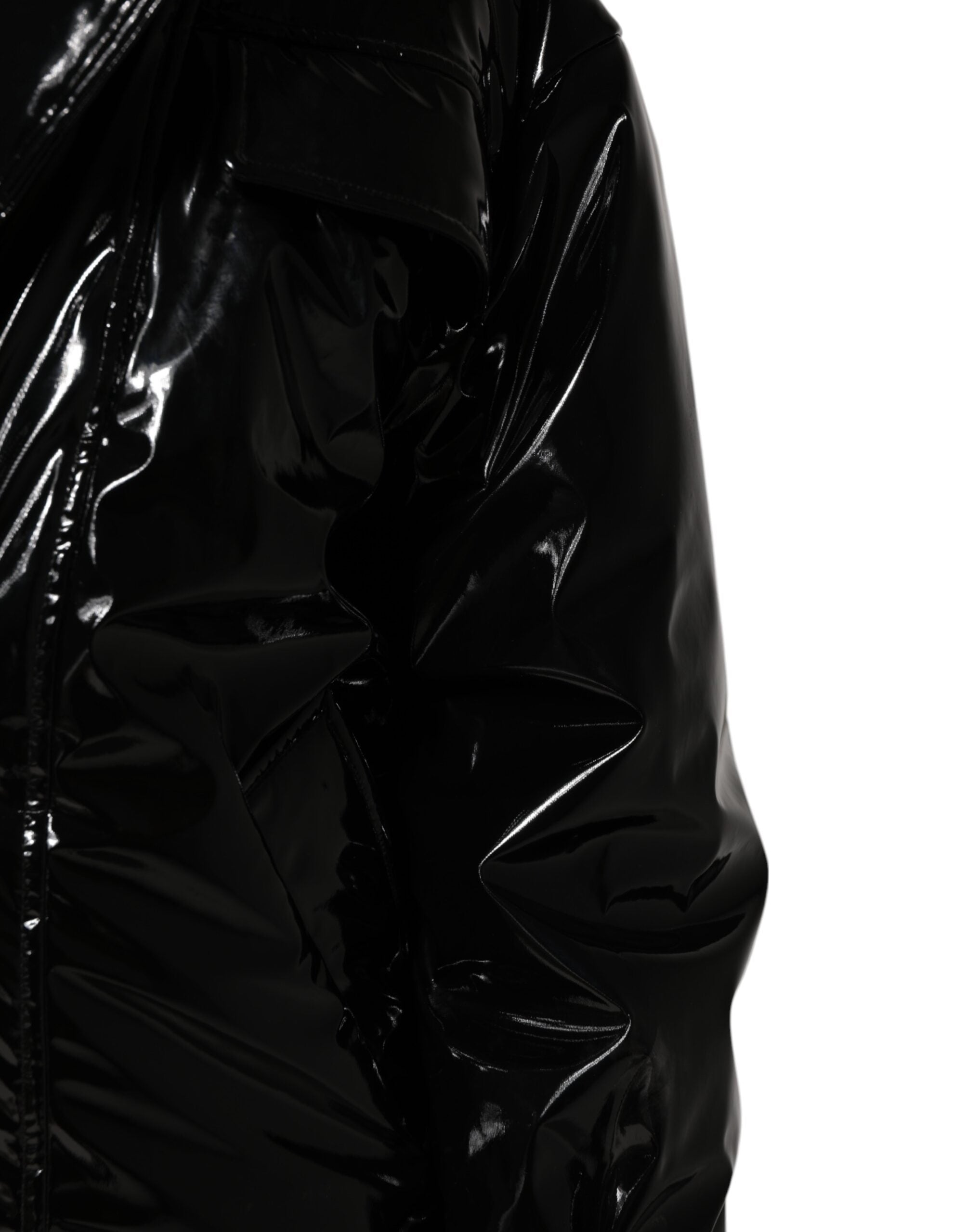 Dolce & Gabbana Schwarzer Polyester-Puffermantel mit Steppung Jacke