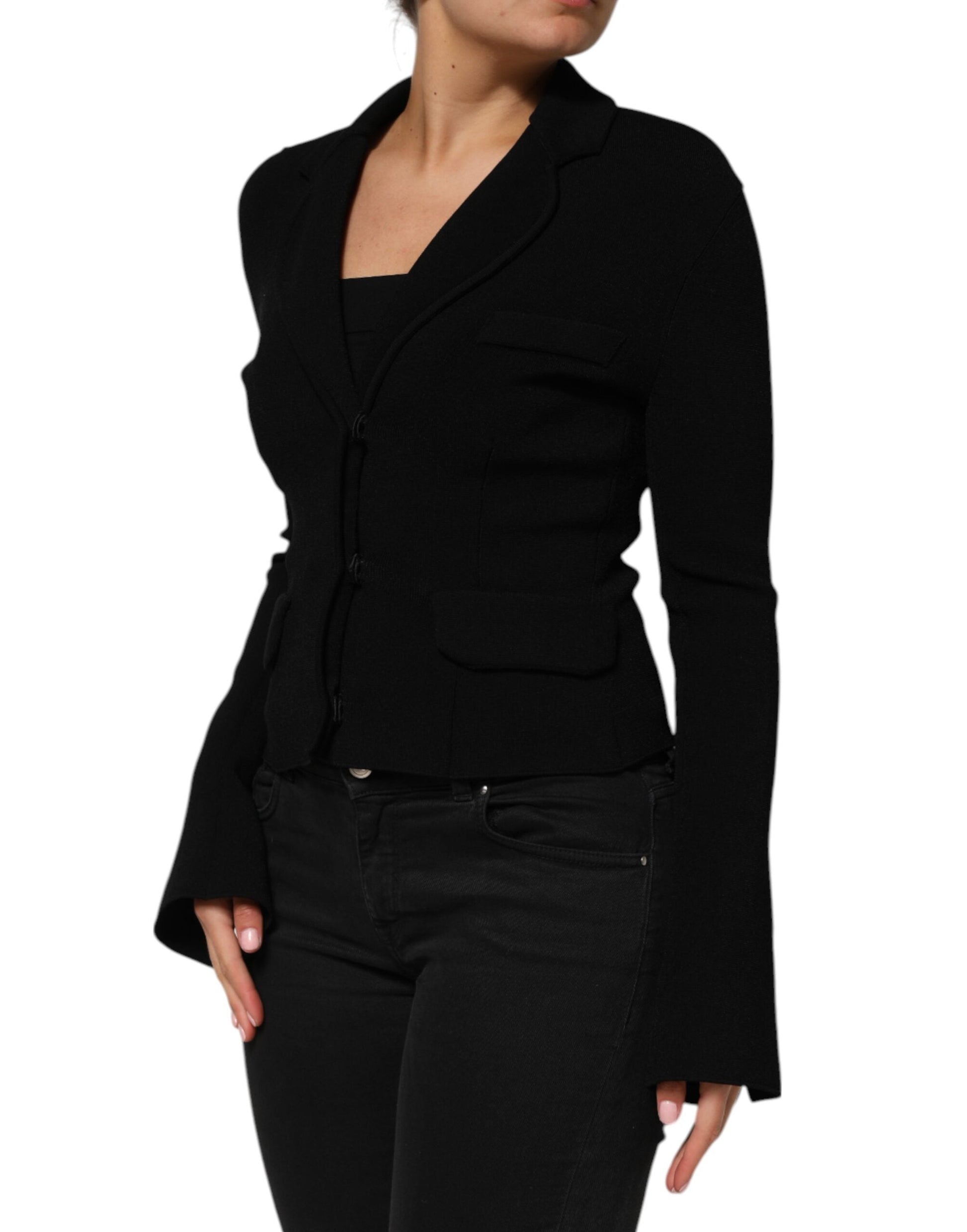 Dolce & Gabbana Schwarze einreihige Blazerjacke aus Viskose