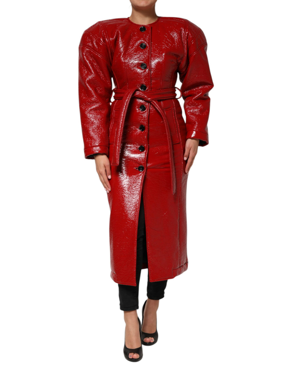 Dolce & Gabbana Einreihiger Trenchcoat aus roter Wolle Jacke