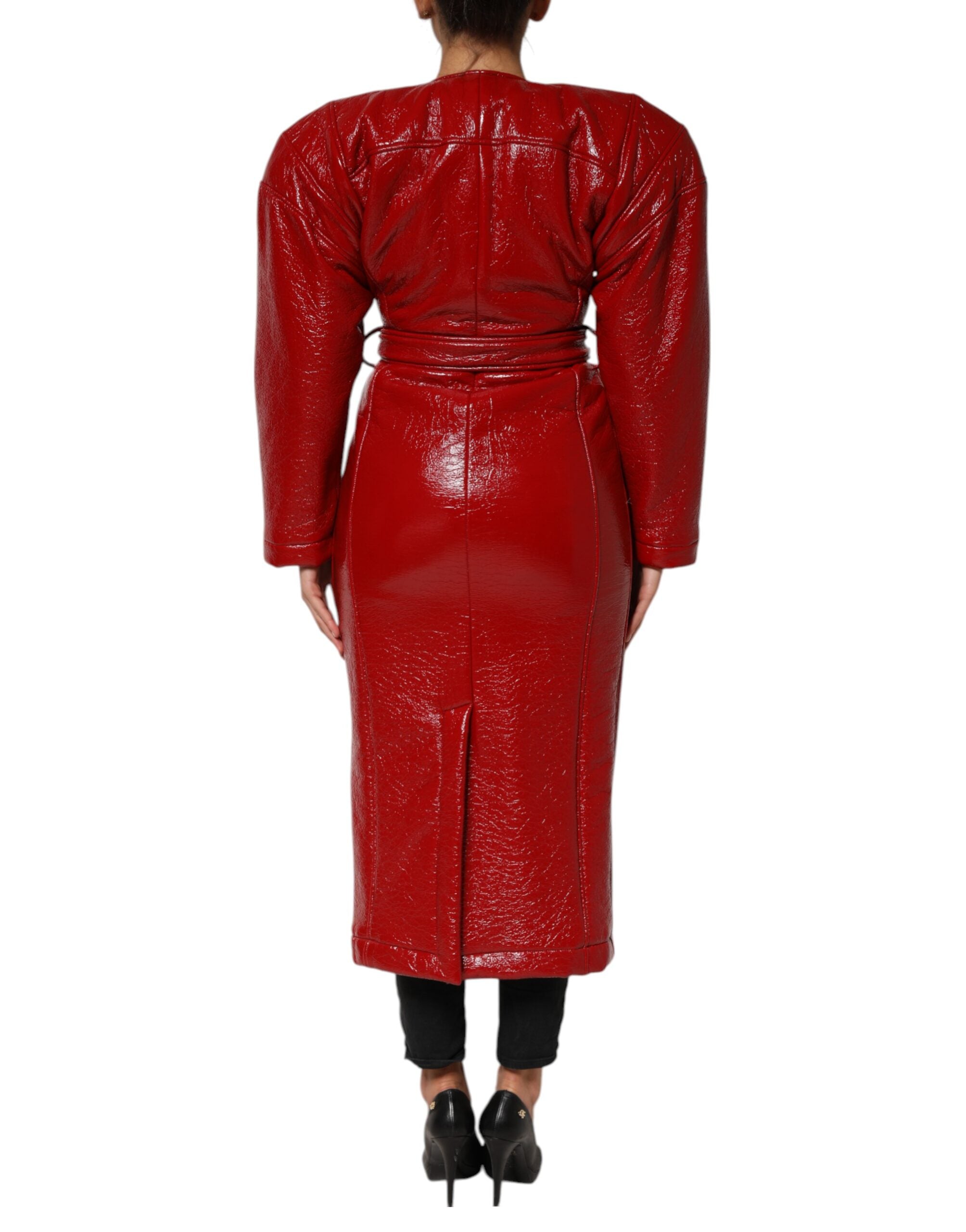 Dolce & Gabbana Einreihiger Trenchcoat aus roter Wolle Jacke