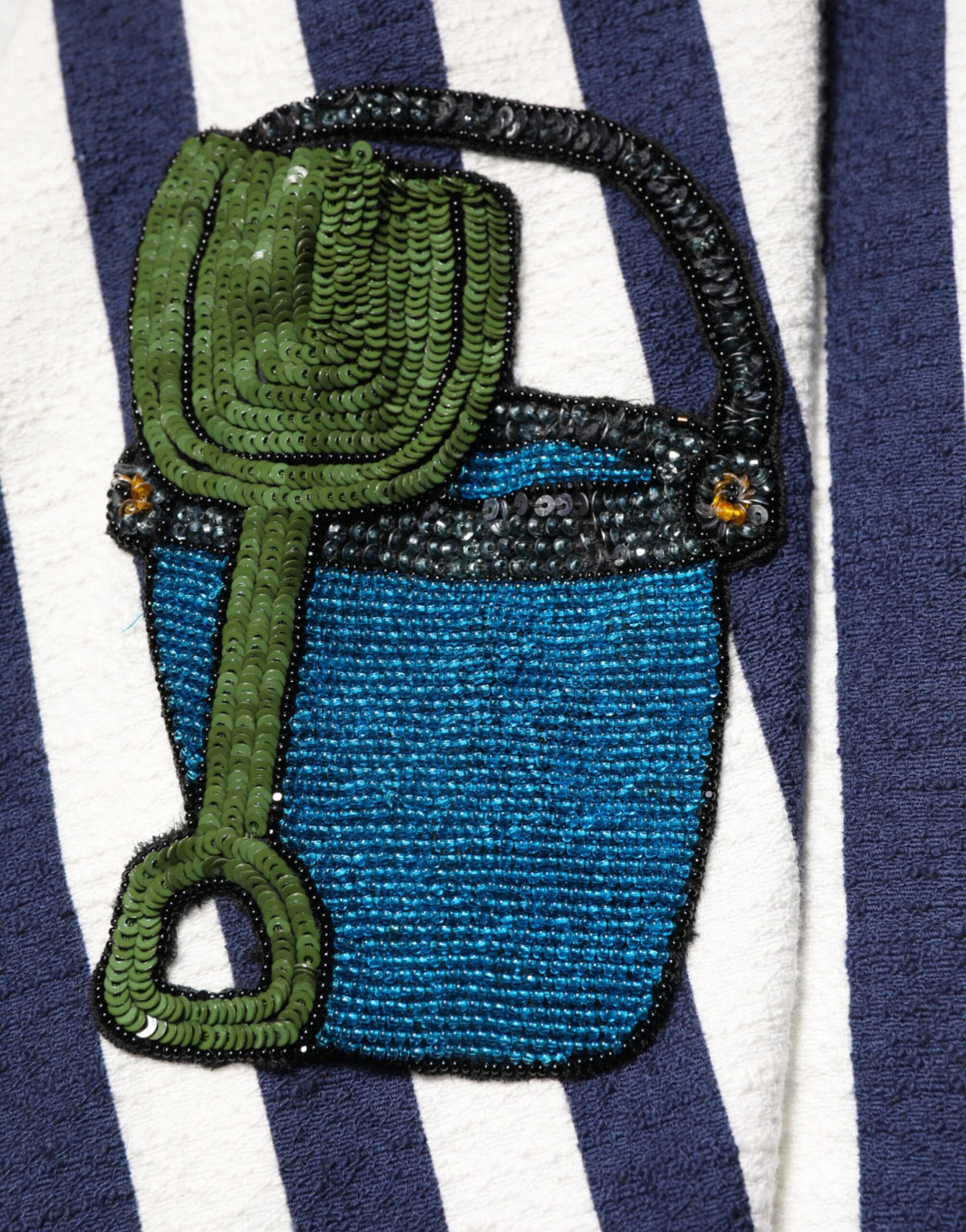 Dolce & Gabbana Blauw Wit Gestreepte Geborduurde A-lijn Jurk