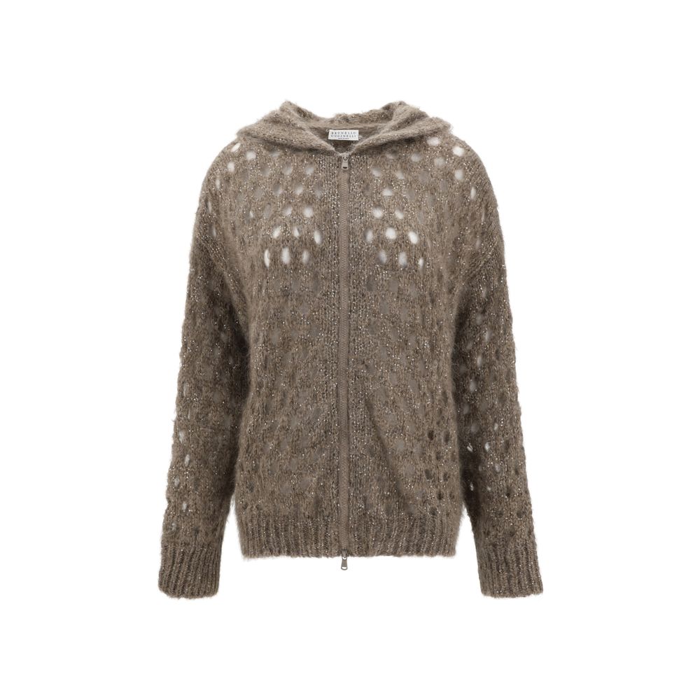 Brunello Cucinelli Perforierte Strickjacke aus Wolle